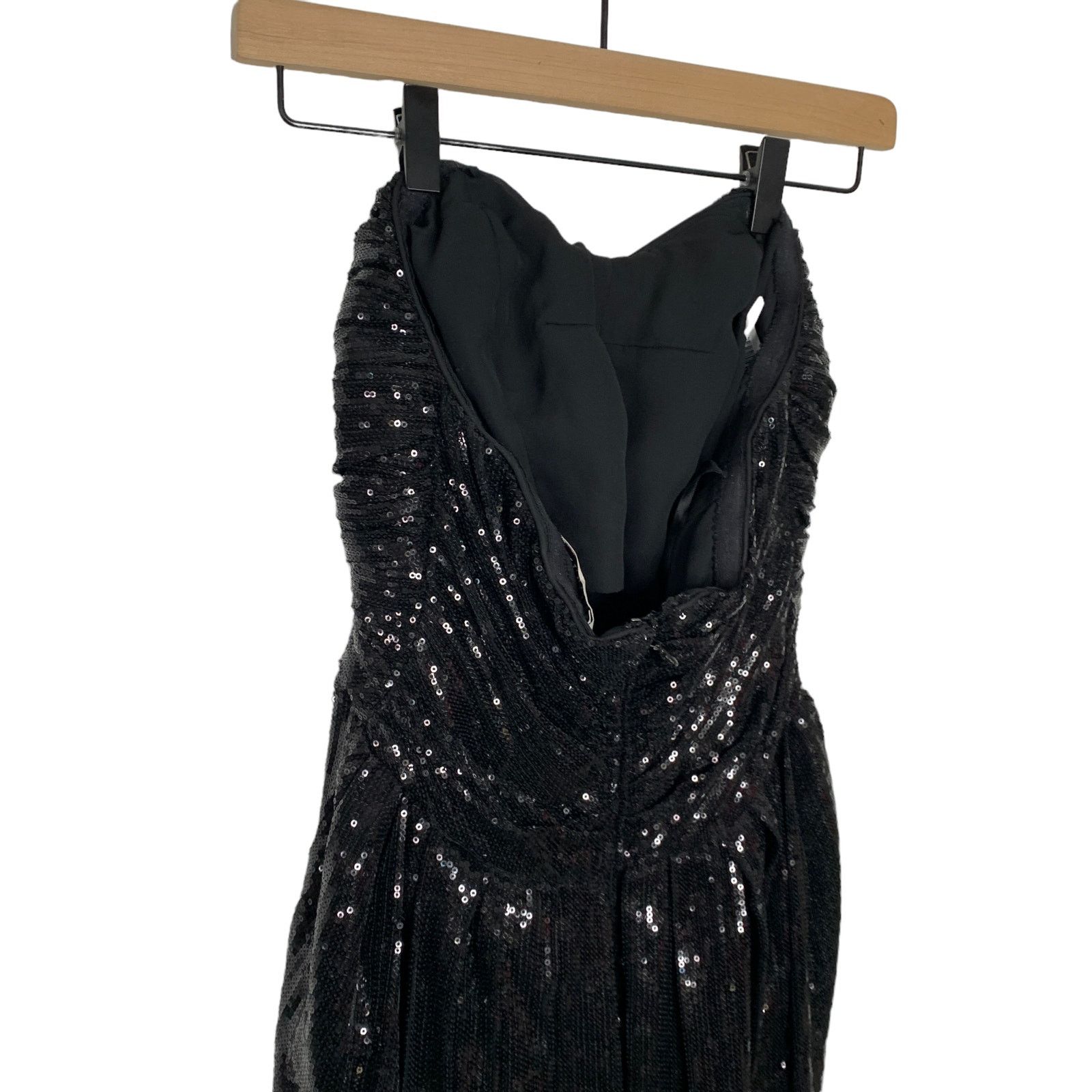 Badgley Mischka Badgley Mischka Black Sequin Gown Maxi Strapless Size 2 Size XS / US 0-2 / IT 36-38 - 6 Thumbnail