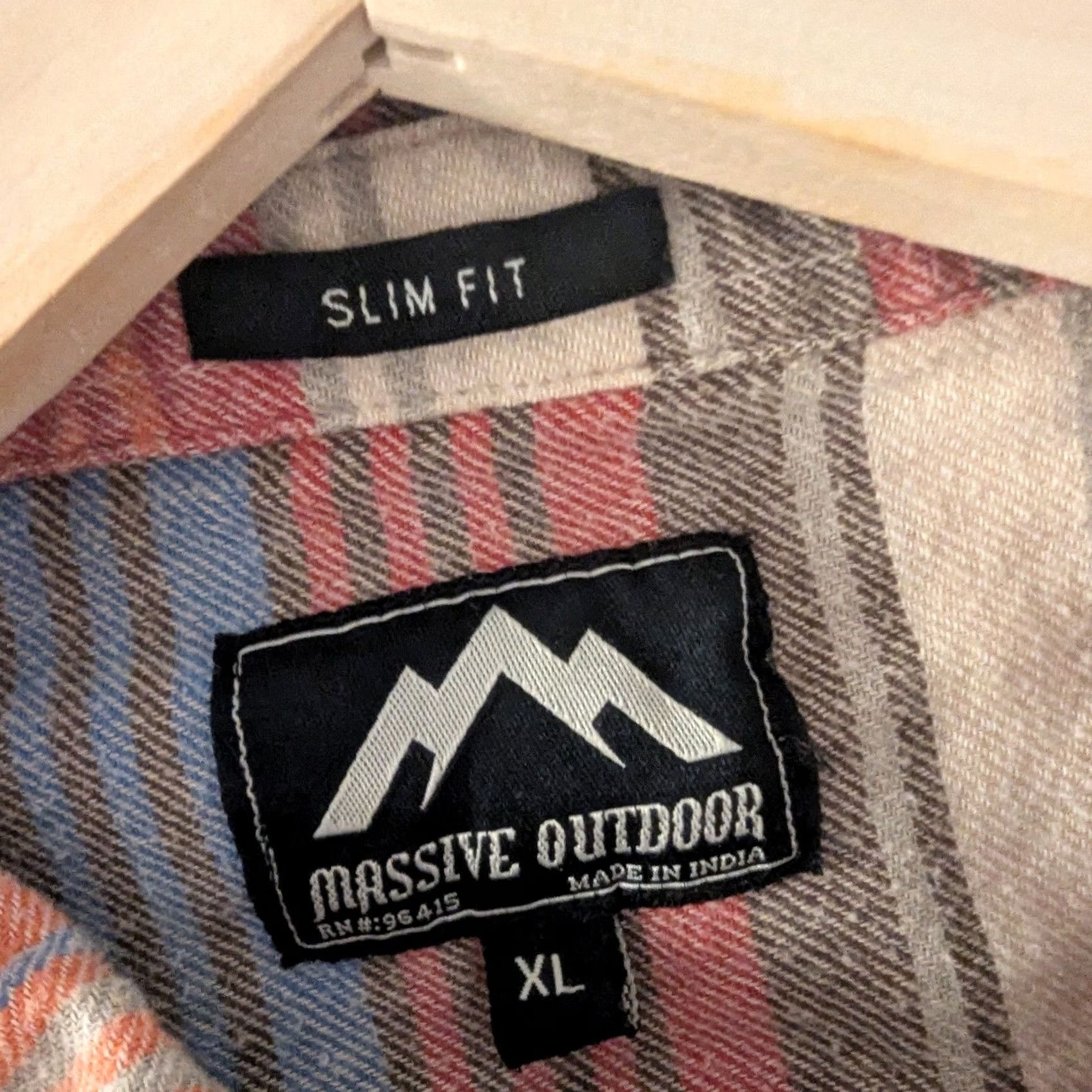 Vintage Massive Outdoor Flannel Shirt Slim Fit Long Sleeve Button-Up 100% Cotton XL Men Striped Orange/Beige/Blue-Grey Pattern Vintage No Size US XL / EU 56 / 4 - 3 Thumbnail