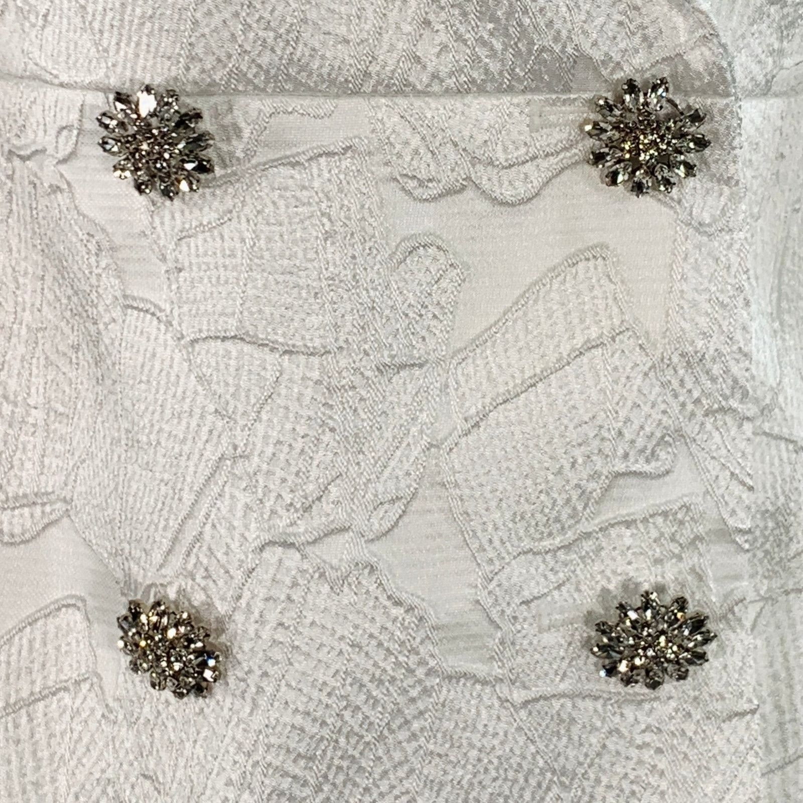ROTATE Size M White Polyester Blend Jacquard Double Breasted Jacket Size M / US 6-8 / IT 42-44 - 2 Thumbnail