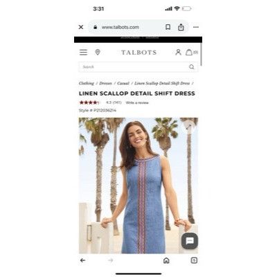 Talbots $120 Talbots Linen Scallop Detail Shift Dress Blue Rainbow S Size M / US 6-8 / IT 42-44 - 3 Thumbnail