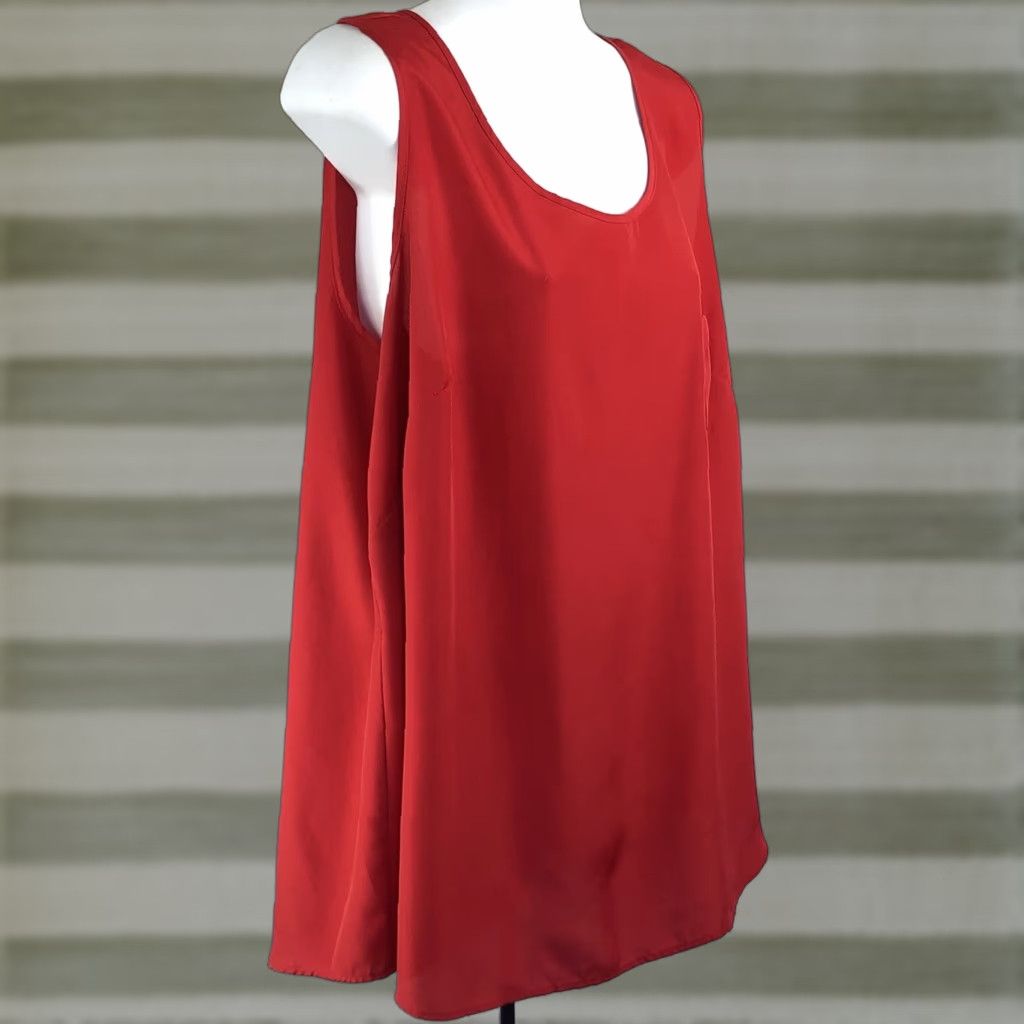 Faded Glory Faded Glory Tank Top Sleeveless Red 20W 2X Scoop Neck Pocket Flowy Valentine Women Shirt Adult Plus Size XS? Size 3XL / US 20-22 - 1 Thumbnail