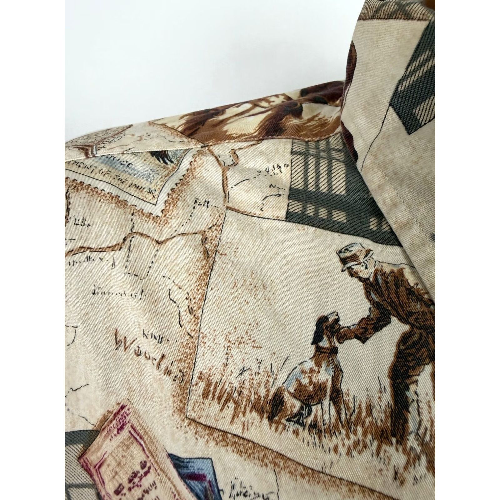 Nautica VINTAGE Nautica Shirt Men XL Beige 90s Hunting Dog Graphic Print Button-Up Oversized Collection Retro Hipster Weathered Mens Size US XL / EU 56 / 4 - 4 Thumbnail