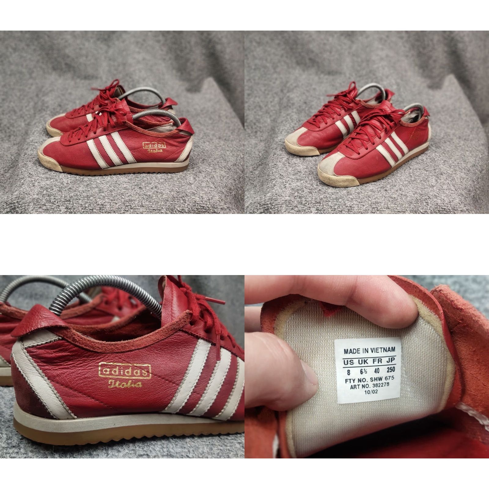 Adidas VINTAGE Adidas Italia Leather Red Retro Sneakers Mens US 8/UK 6.5 40 Red Leather Sneaker Vintage 2003 Designer Retro Football Casual Shoes Size US 8 / EU 41 - 10 Thumbnail