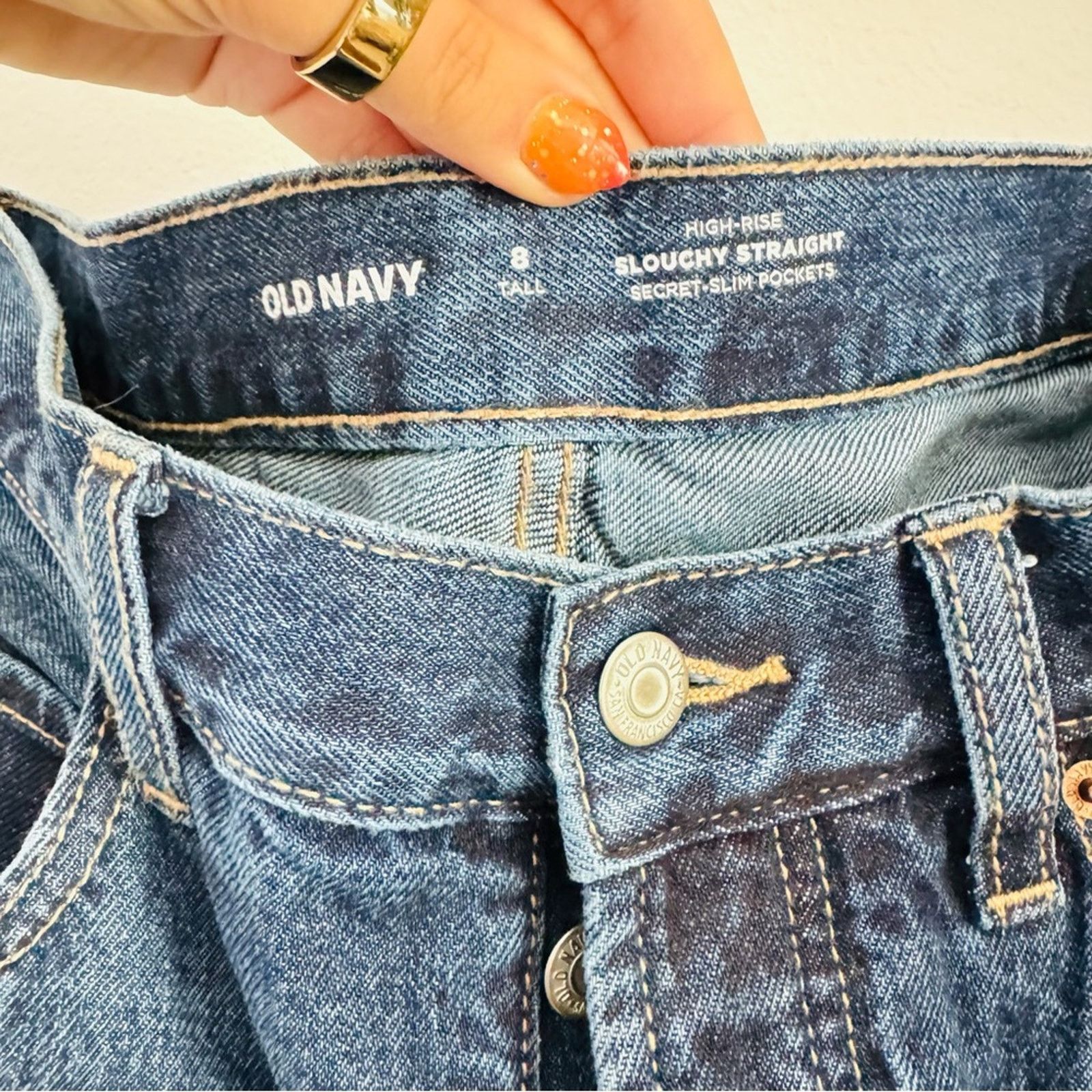 Old Navy OLD NAVY Blue High Rise Straight Leg Distressed Jeans 8 Size 30" / US 8 / IT 44 - 4 Thumbnail