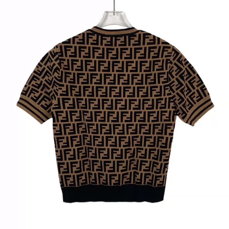 Fendi Fendi Brown Logo Knit Short Sleeve Top Size S / US 4 / IT 40 - 2 Thumbnail