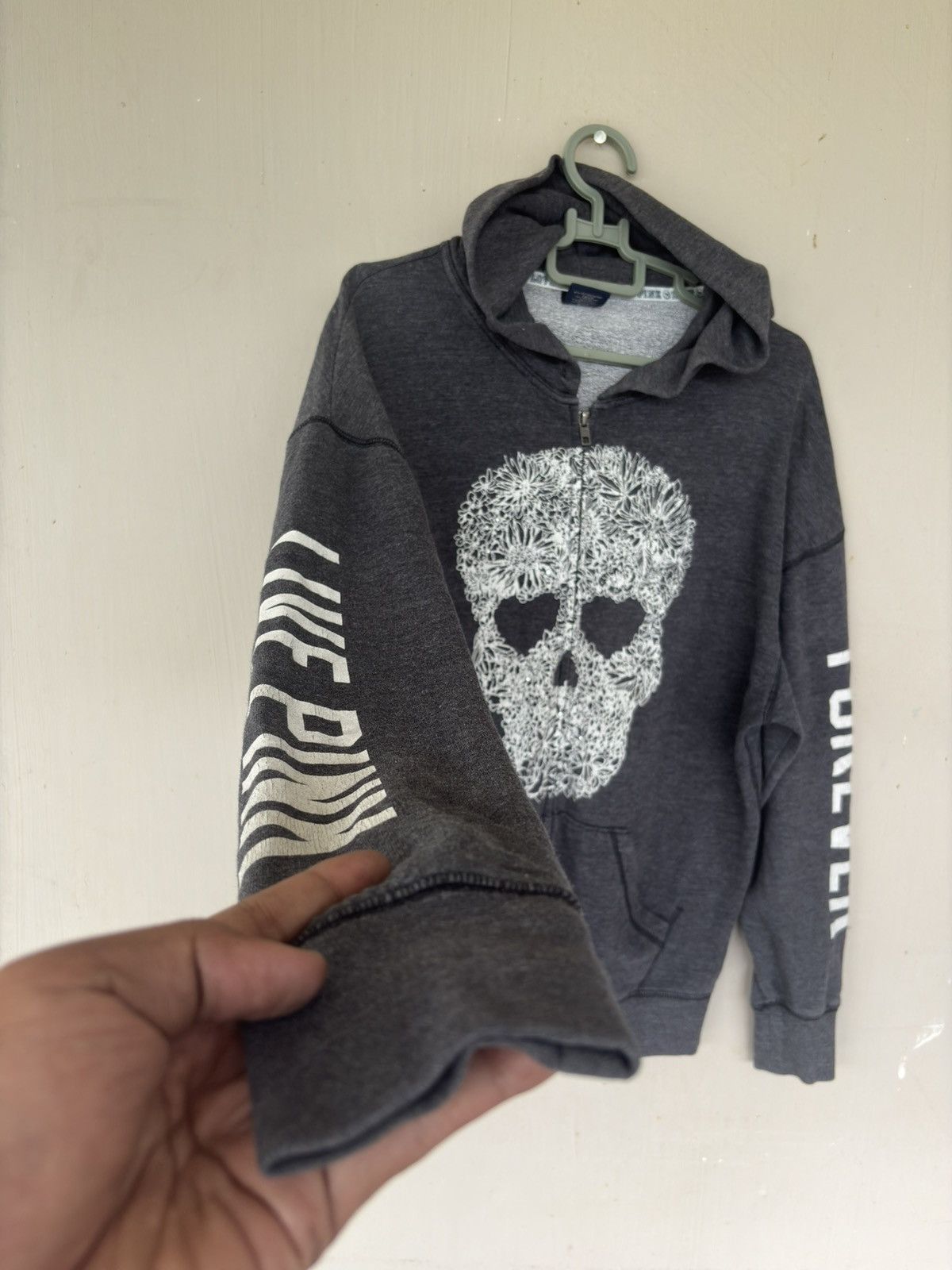 Pink PINK Skull Print Full Zip Hoodie Charcoal Grey Size US M / EU 48-50 / 2 - 2 Thumbnail