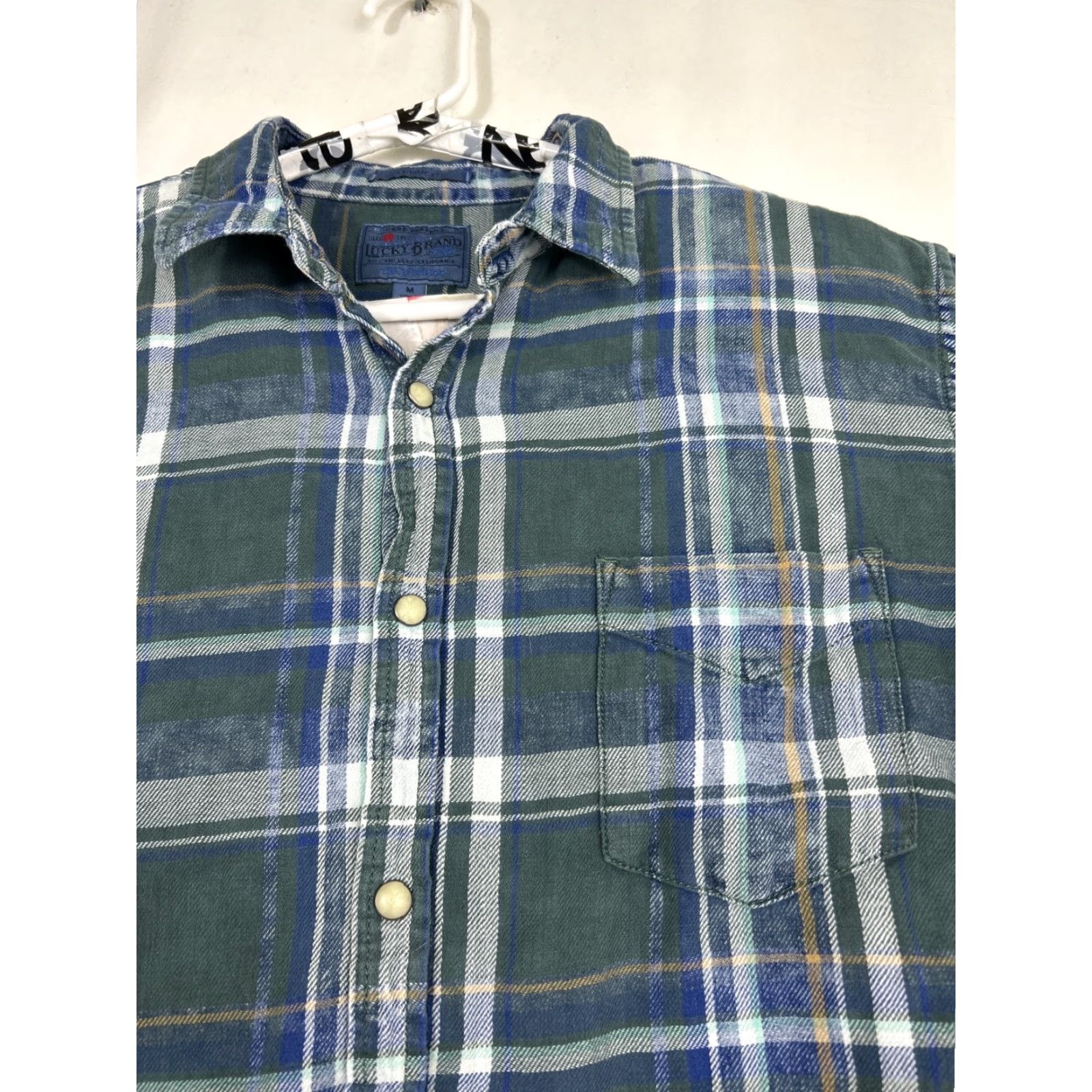 Lucky Brand Lucky Brand Shirt Mens M Classic Plaid Green Blue Pearl Snap Casual Long Sleeve Size US M / EU 48-50 / 2 - 6 Thumbnail