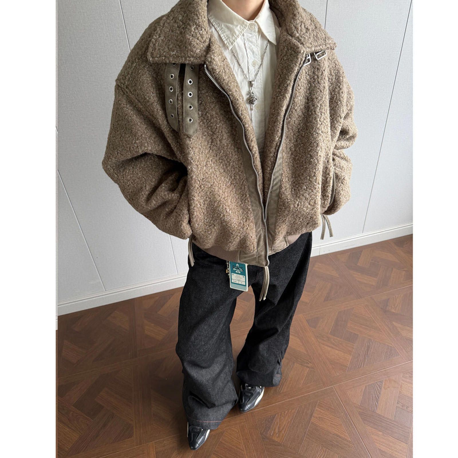 Vintage Beige Oversized Fleece Jacket, Cozy Warm Outerwear Size US L / EU 52-54 / 3 - 2 Thumbnail