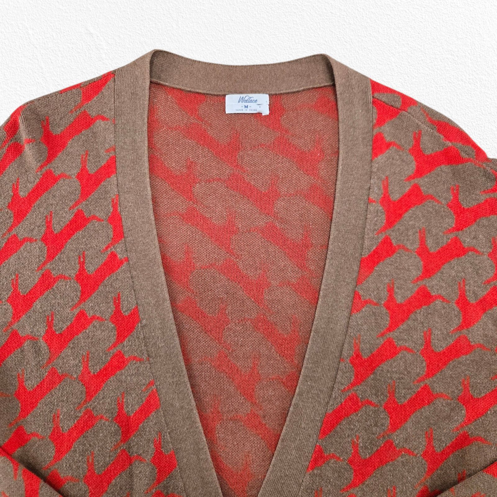 Other Brown Red Rabbit Print Cardigan Sweater Size Medium Size M / US 6-8 / IT 42-44 - 3 Thumbnail