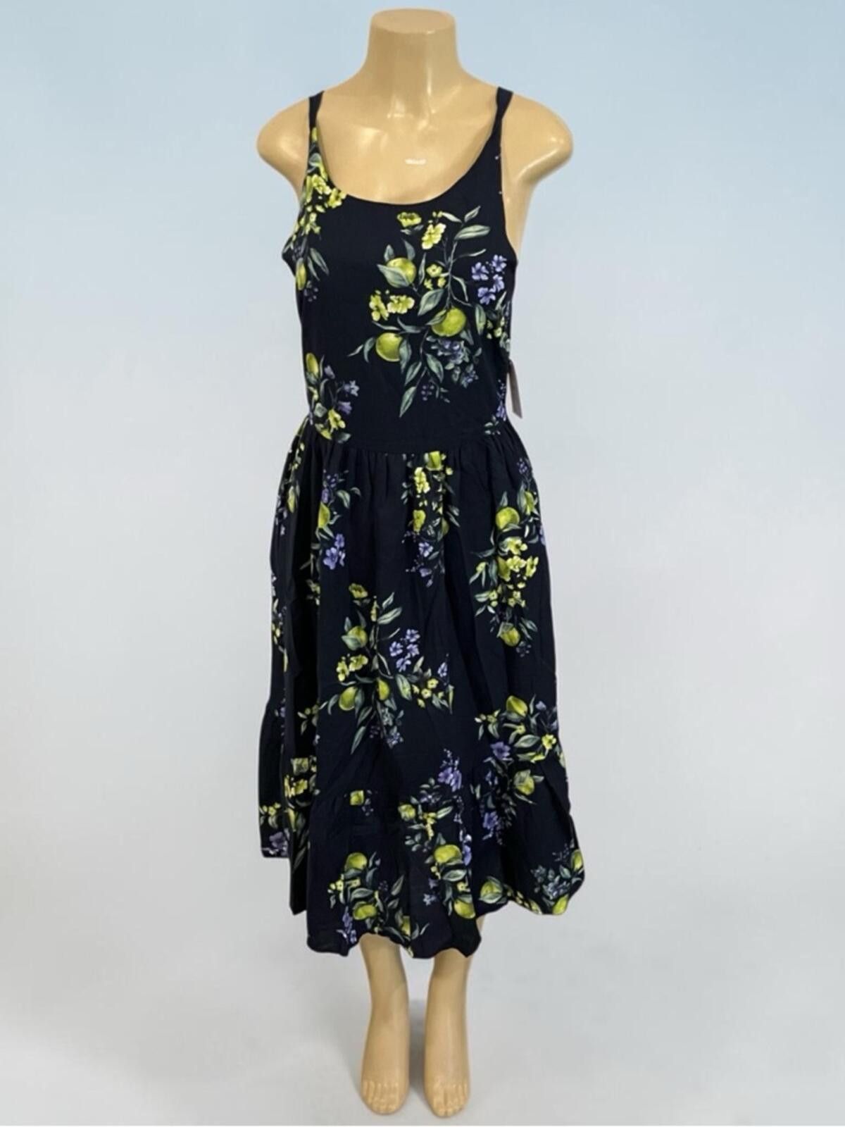 Other NWT Time and Tru Navy Maxi Dress with Lemon & Floral Print Size L / US 10 / IT 46 - 12 Thumbnail