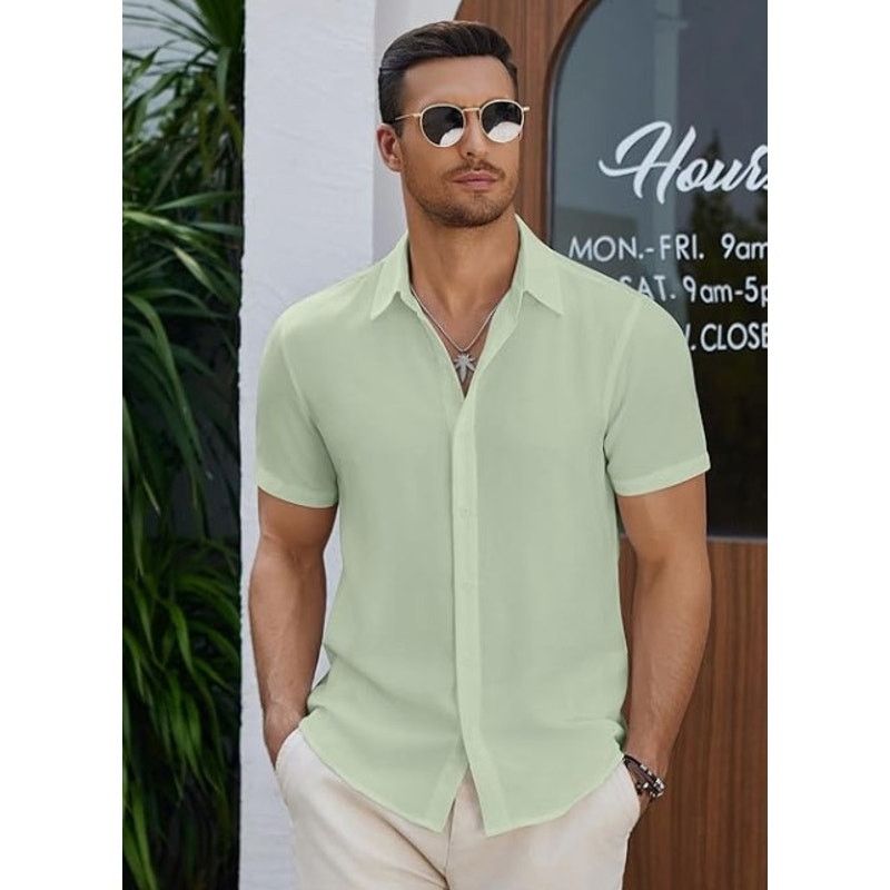 The Unbranded Brand Men's Casual Button Down Short Sleeve Cotton 2XL Size US XXL / EU 58 / 5 - 4 Thumbnail