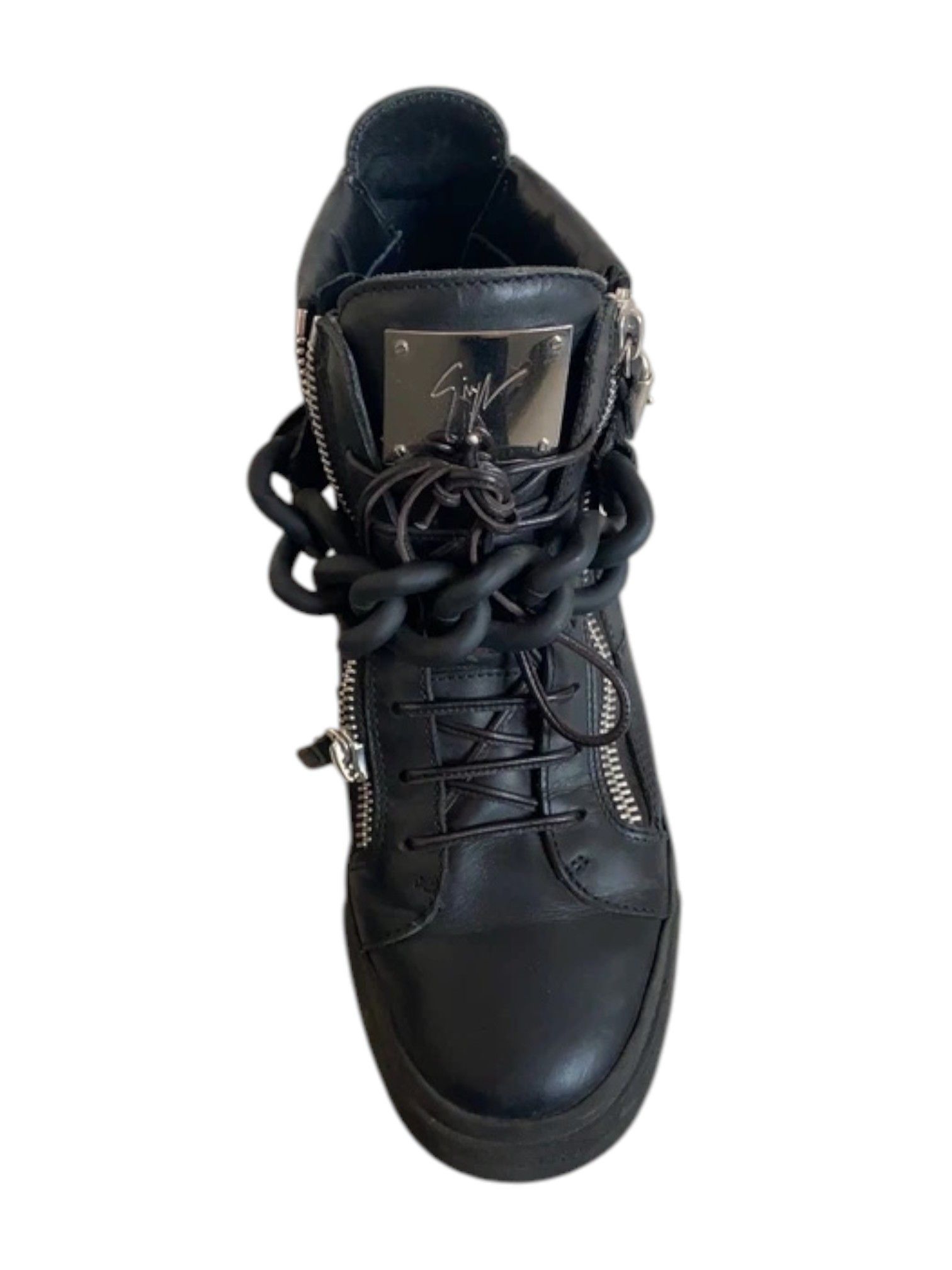 Giuseppe Zanotti Giuseppe Zanotti Black Chain High-Top Sneakers, Late 2010s Size US 7 / EU 40 - 5 Thumbnail