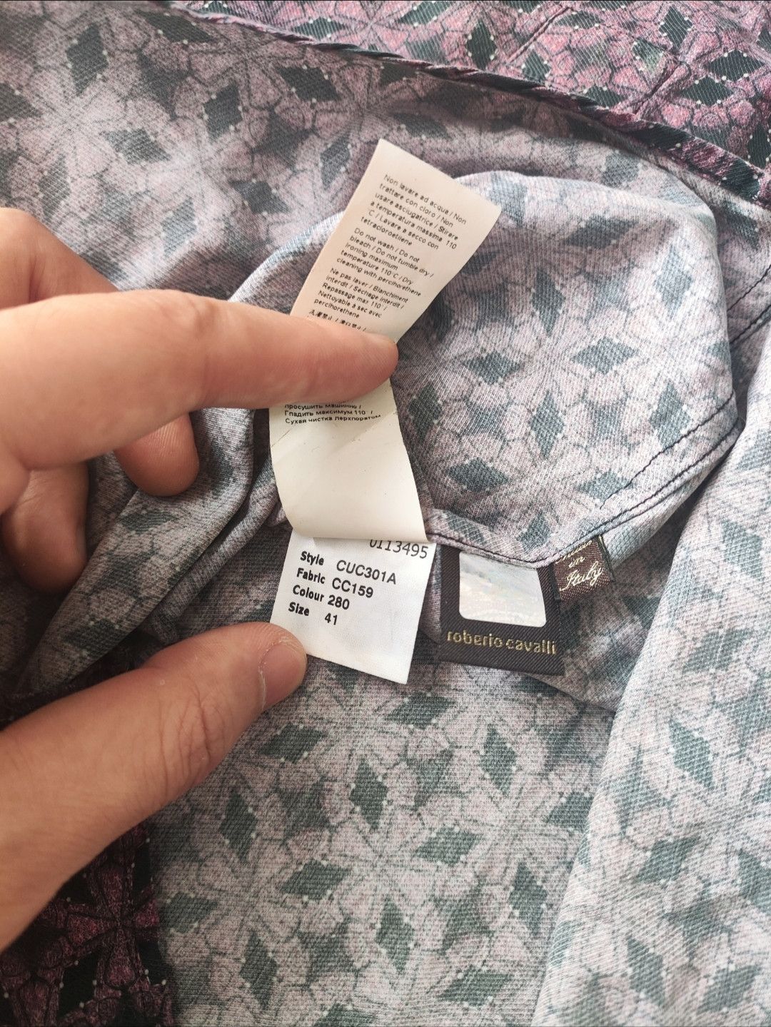 Roberto Cavalli Runway Archive Purple Cross Geometry Shirt Size US XS / EU 42 / 0 - 8 Thumbnail