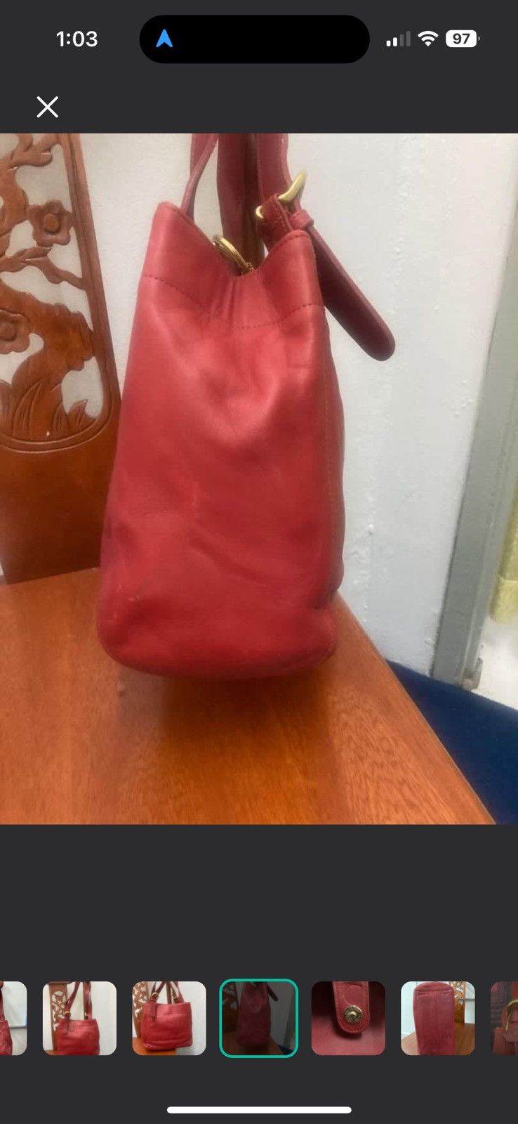 Coach Vintage Coach Waverly Purse Red Leather Size ONE SIZE - 4 Thumbnail