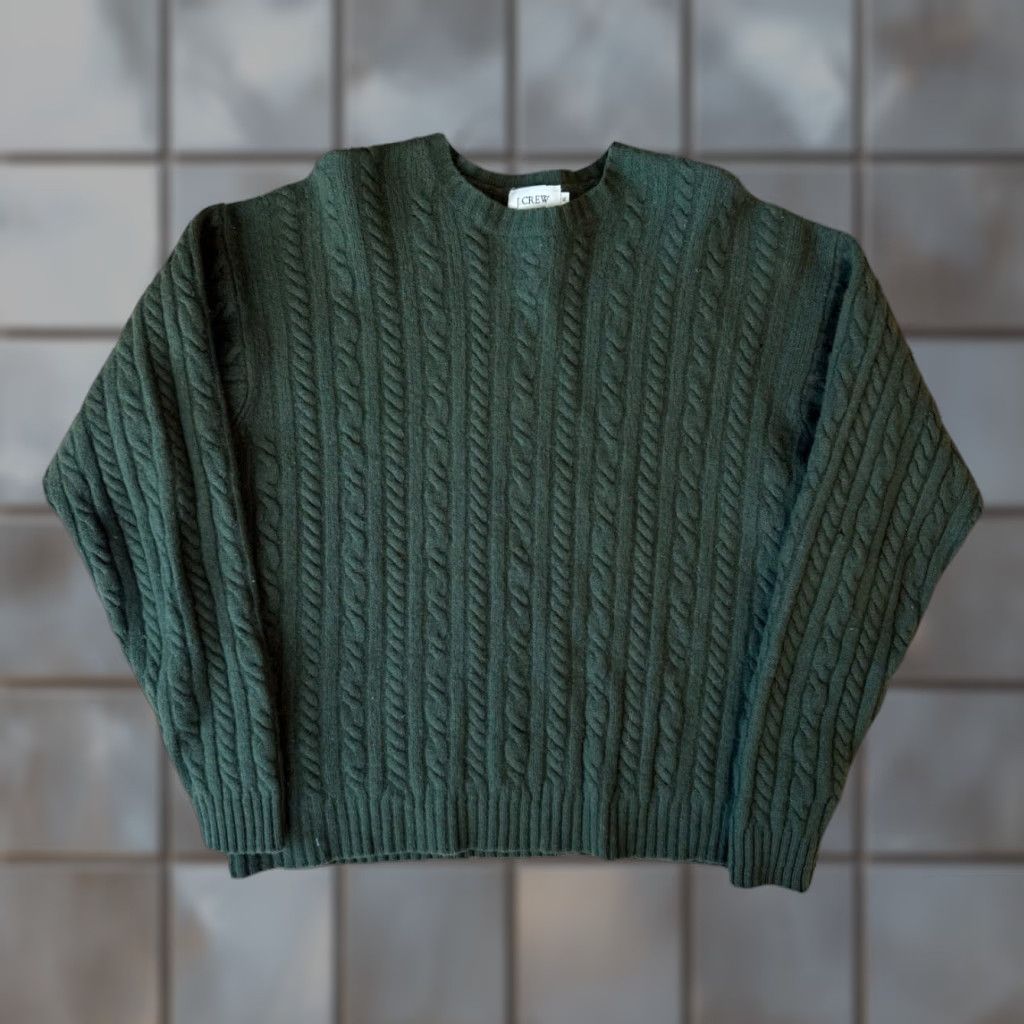 VINTAGE J.CREW Wool Sweater XL Green Oarsman Minimalist 90s Hip Hop Hippie Hipster Nature Outdoor American Crew Neck Pullover Knit Shirt Mens