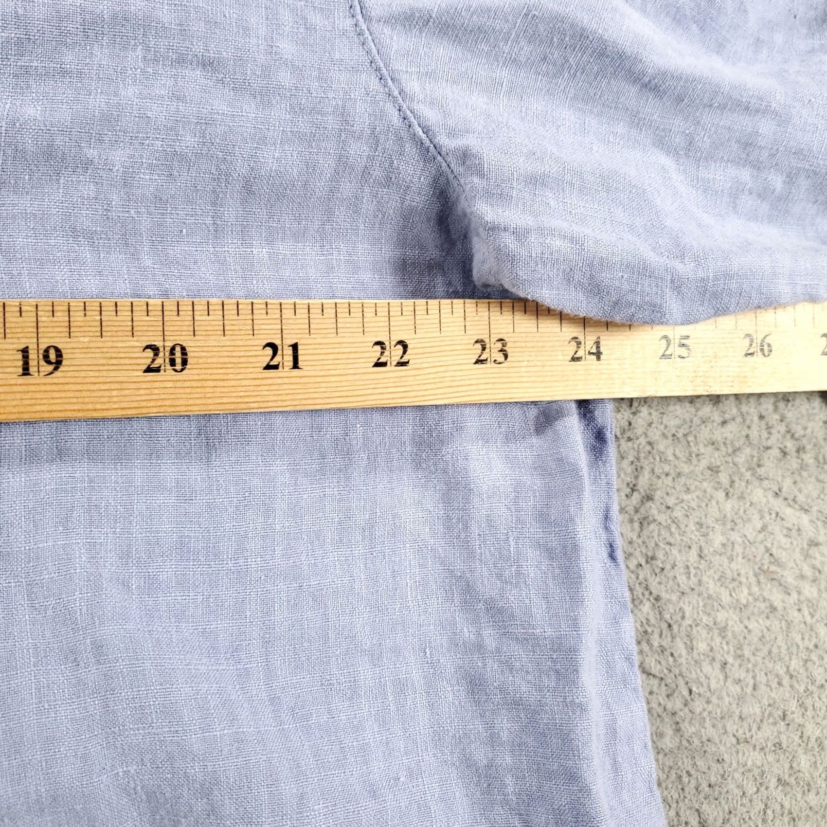 Vintage Womens Button-Up Linen Top Size M Violet Blue 100% Linen USA Made Size M / US 6-8 / IT 42-44 - 4 Thumbnail