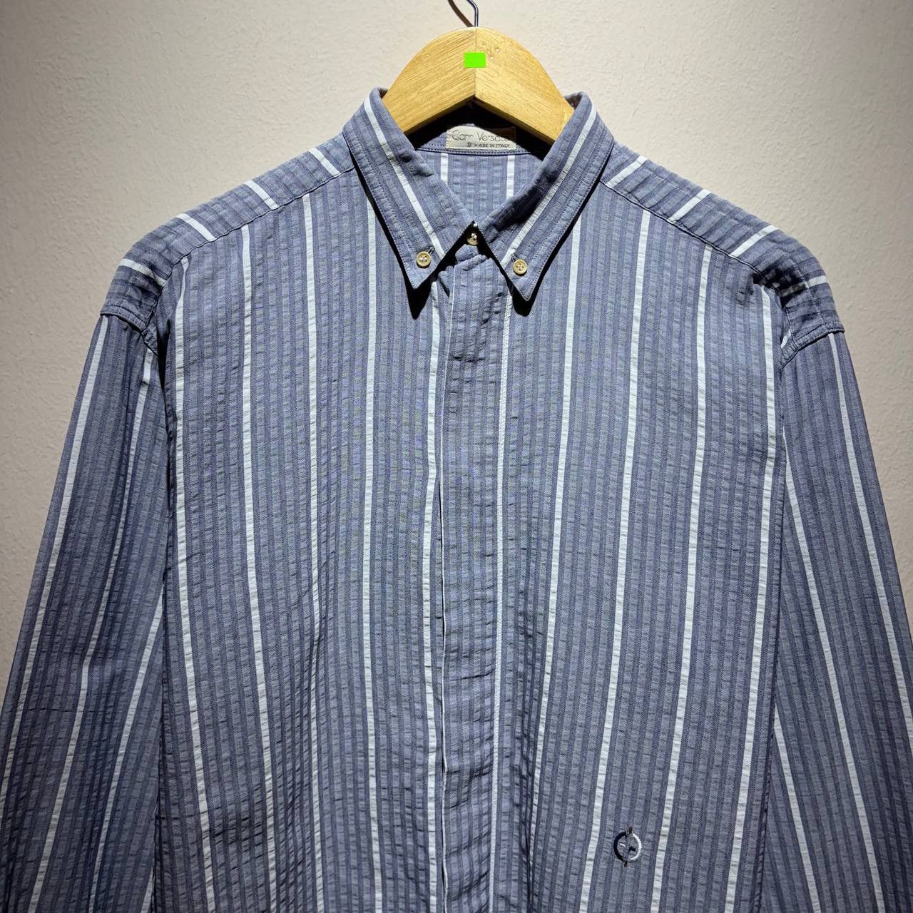Versace Vintage Gianni Versace Striped Blue Button Down Shirt Size US XL / EU 56 / 4 - 3 Thumbnail