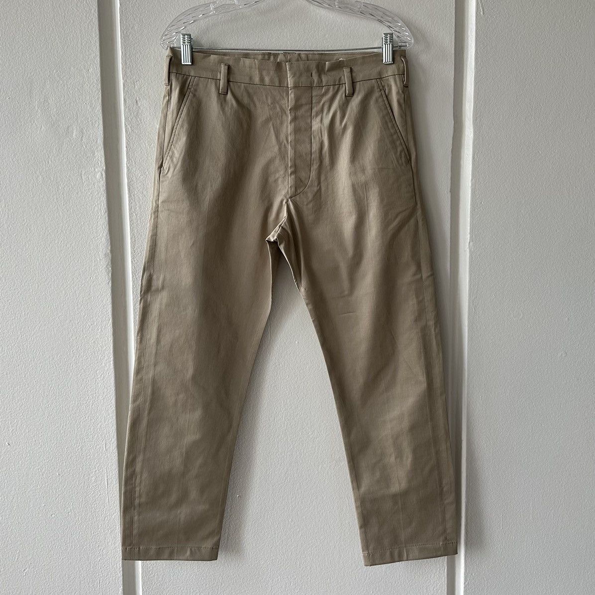 image of Prada Light Beige Techno Twill Trousers, Men's (Size 32)