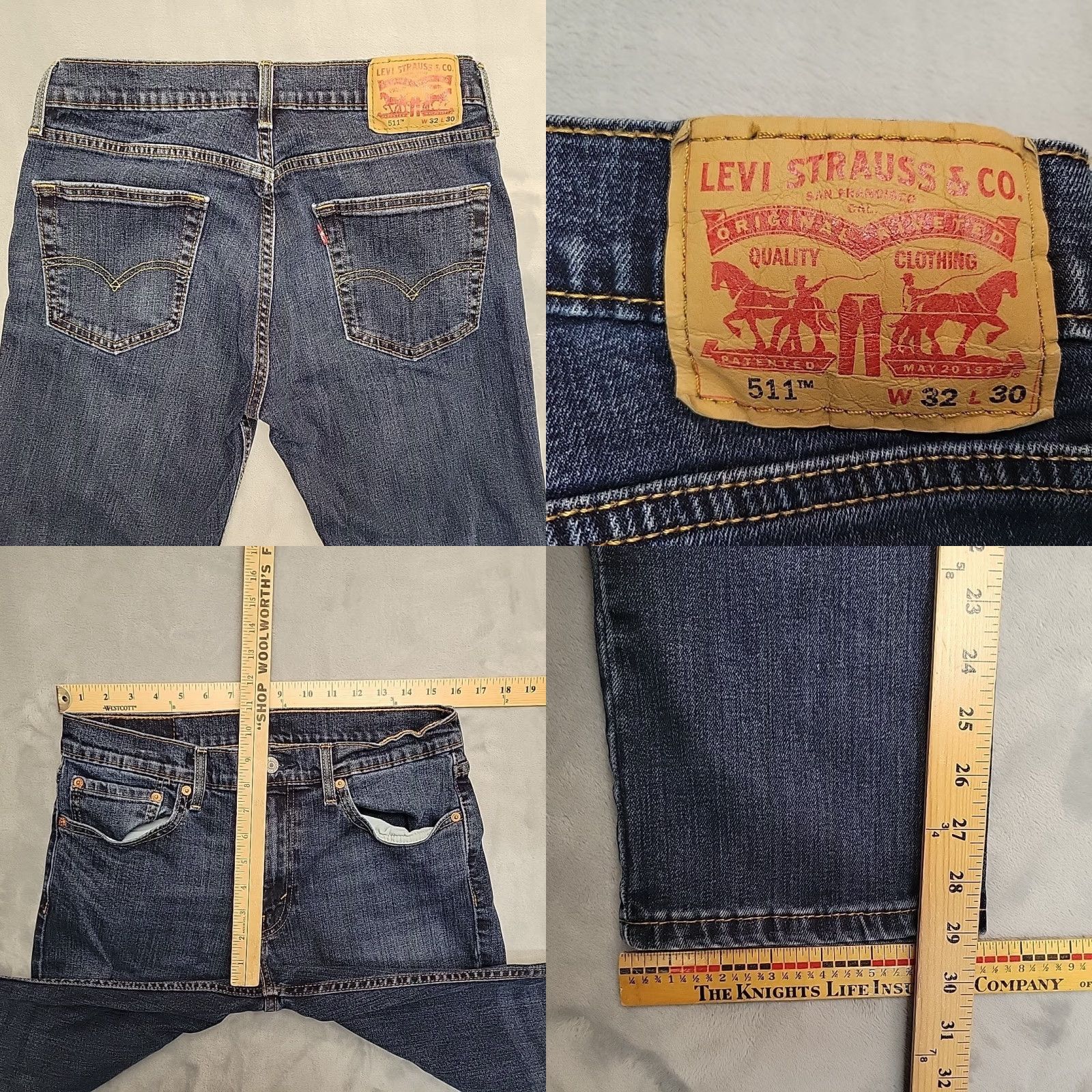 Denime Levis 511 Jeans Mens 32x30 Blue Denim Straight Leg Comfort Pants Medium Wash Size US 32 / EU 48 - 8 Thumbnail