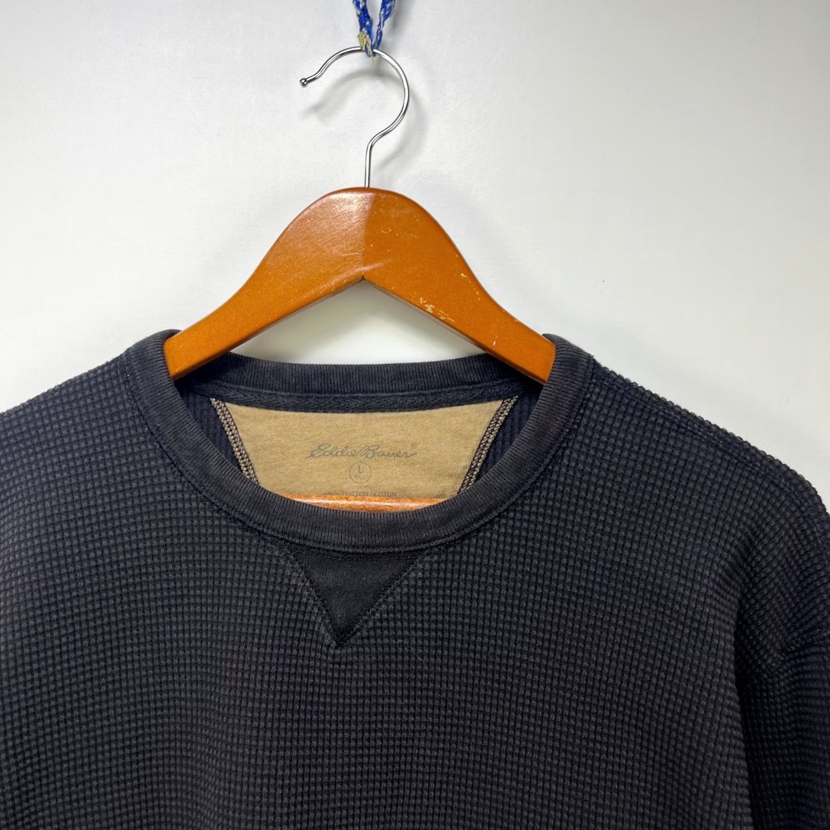 Eddie Bauer VINTAGE Eddie Bauer Thermal Shirt L Black 90s Knit Cotton Long Sleeve Crew Neck Shirt Mens Regular Size US L / EU 52-54 / 3 - 3 Thumbnail