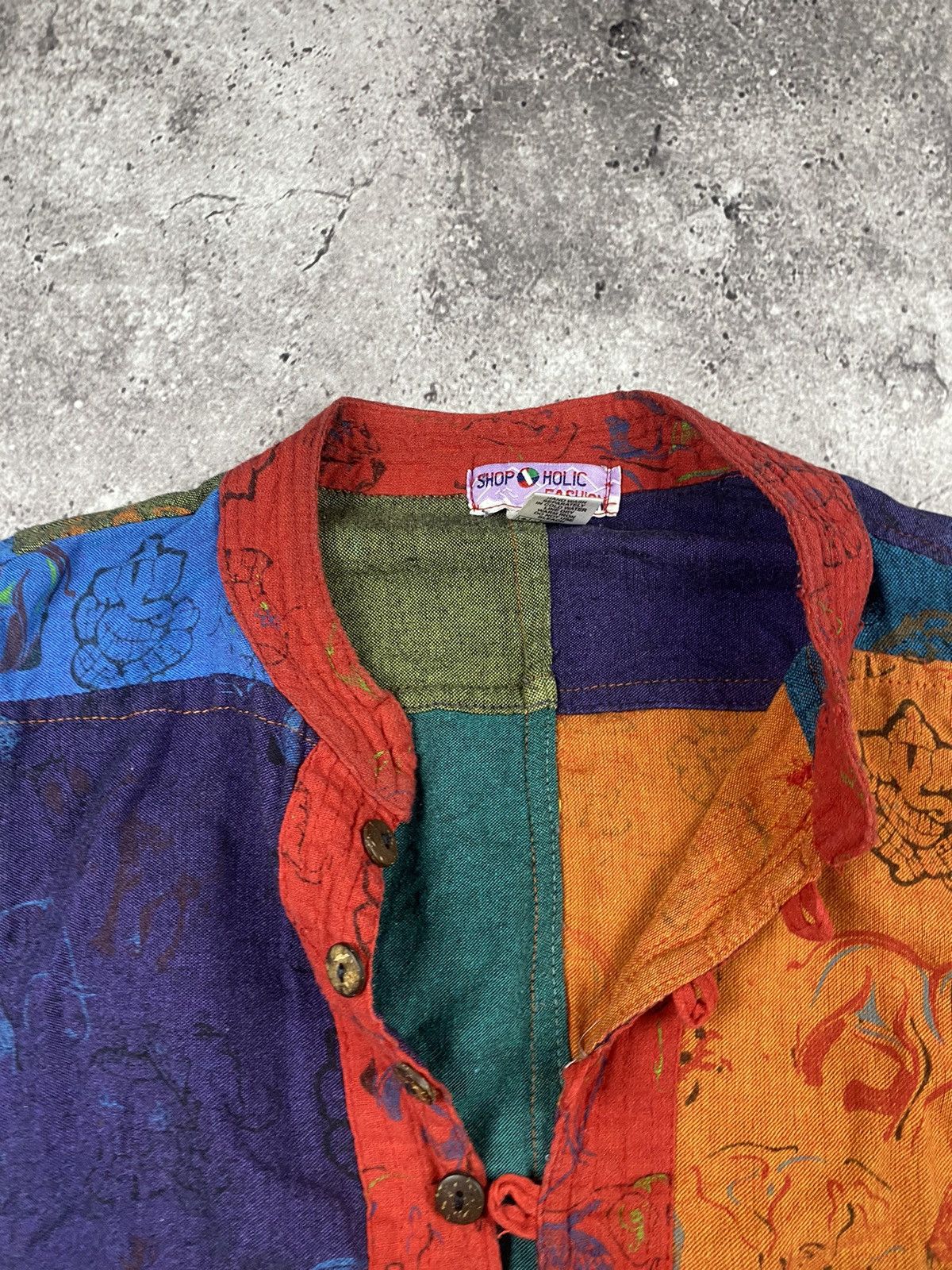 Handmade × Japanese Brand Vintage 90s Nepal Handmade Painted TieDye Long Sleeves Shirt Size 3XL / US 20-22 - 3 Thumbnail