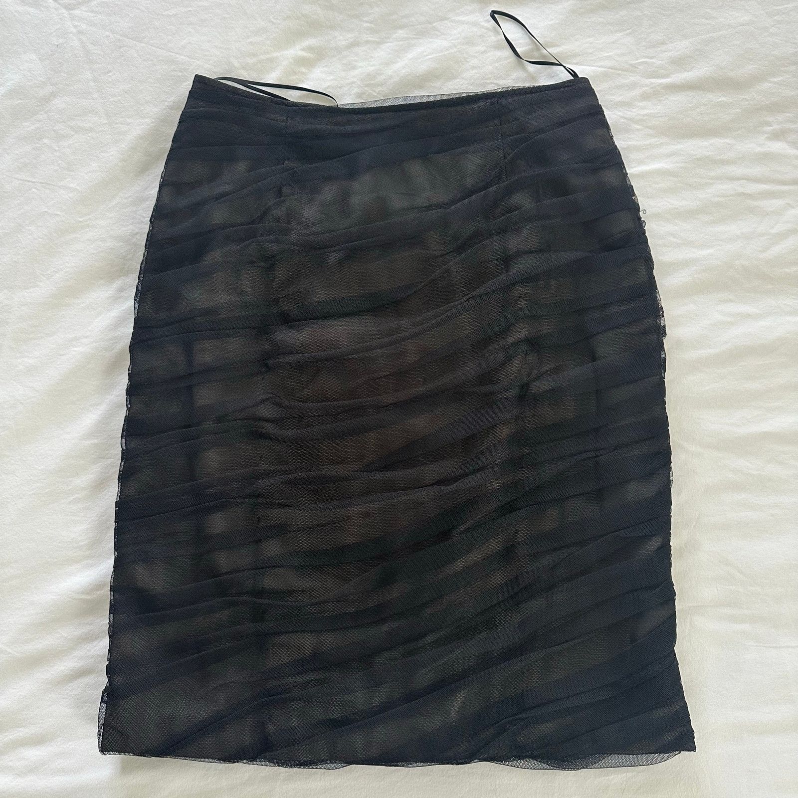 Other Teri Jon Black Ruched Tulle Pencil Skirt Size 8 Size 30" / US 8 / IT 44 - 1 Thumbnail