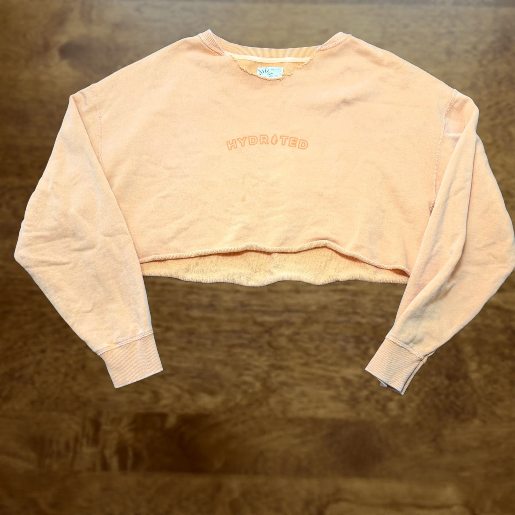 Vintage OFFLINE by Aerie Sweatshirt Womens Small Orange HYDRATED Cropped Fleece Pullover Size S / US 4 / IT 40 - 1 Thumbnail