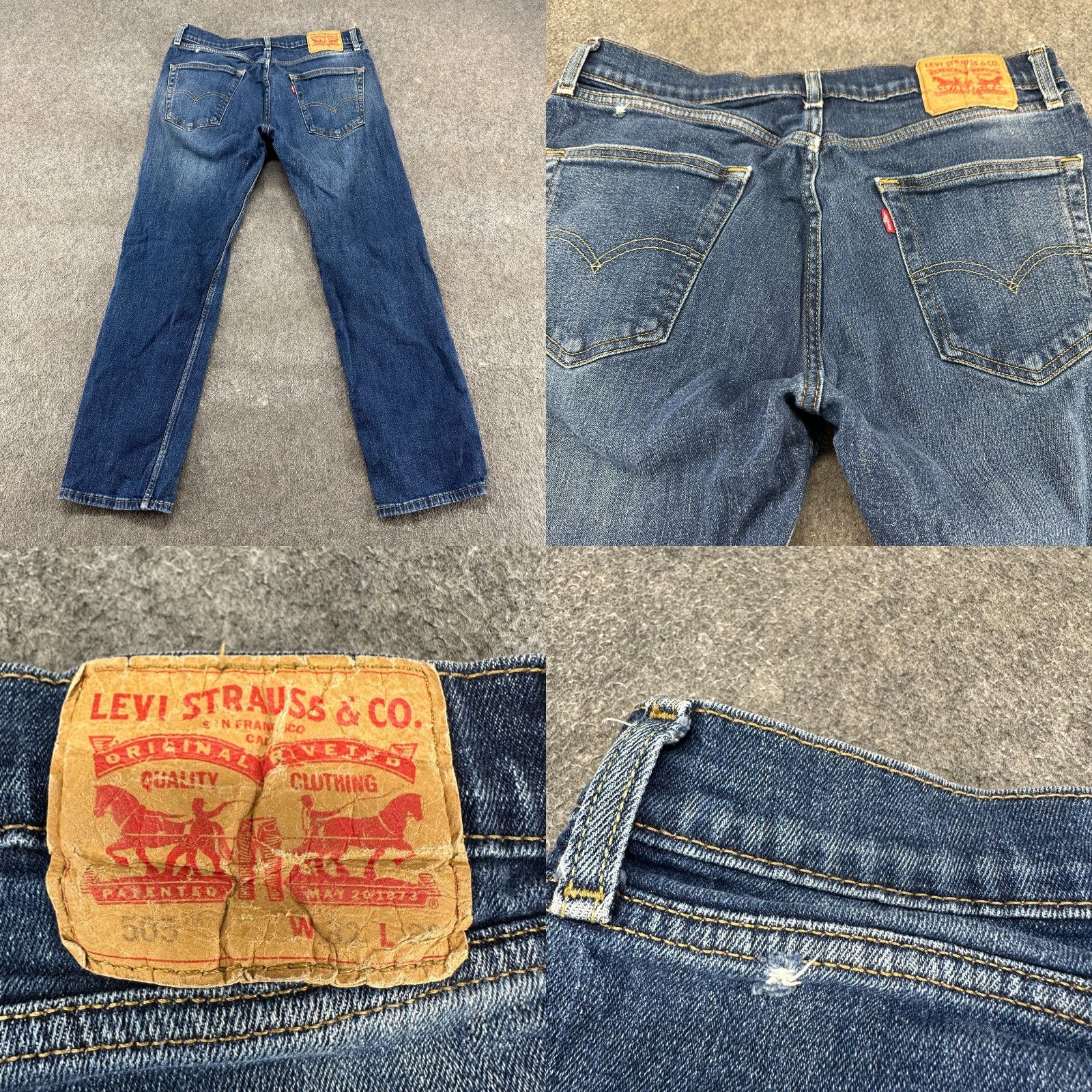 Levi's Levis 505 Mens 32x30 Blue Regular Fit Straight Leg Medium Wash Stretch Flex Jeans Size US 32 / EU 48 - 8 Thumbnail