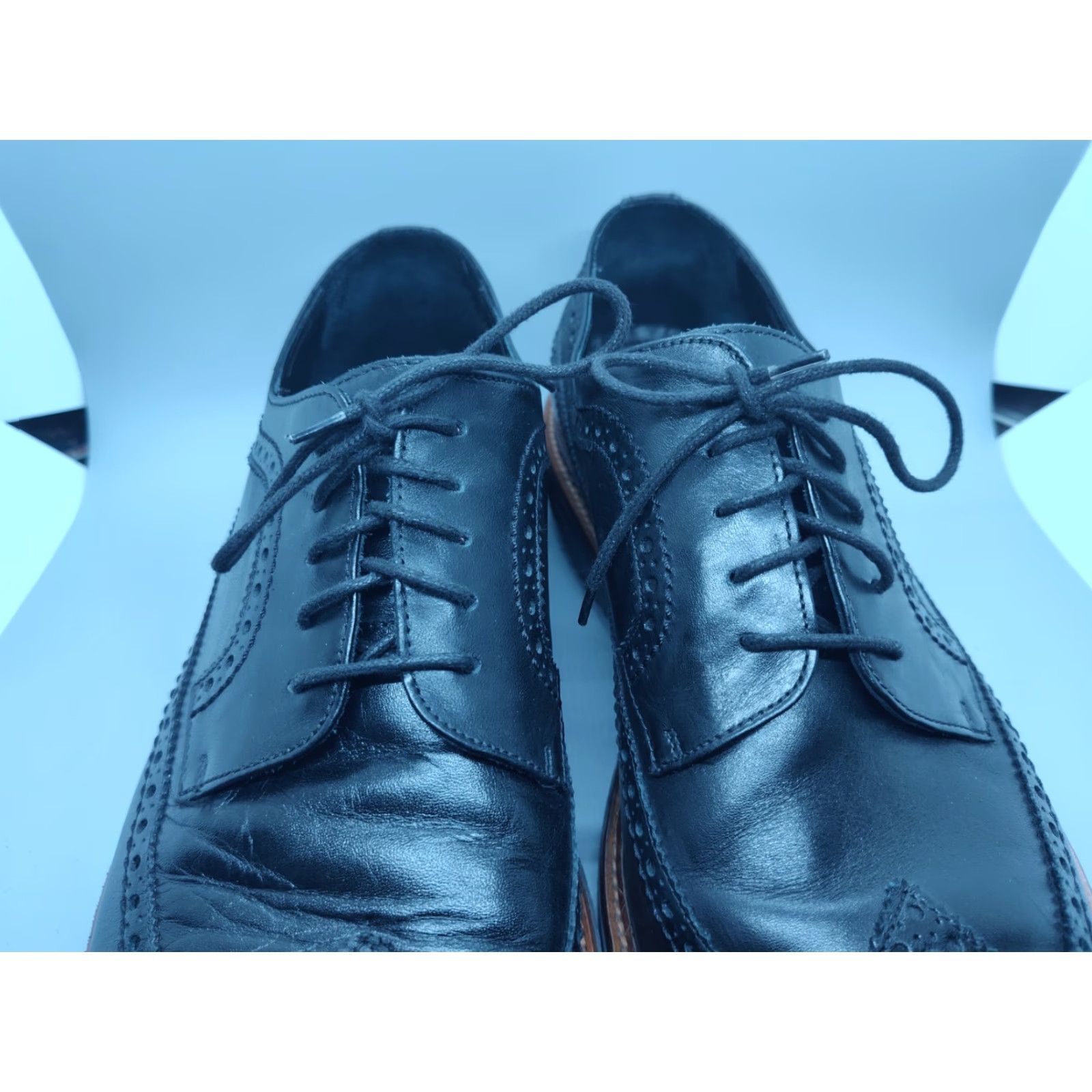 Johnston & Murphy VINTAGE Johnston & Murphy Jameson Longwing Dress Shoes Men 12 Black Leather Italy Oxford Classic Business Size US 12 / EU 45 - 5 Thumbnail