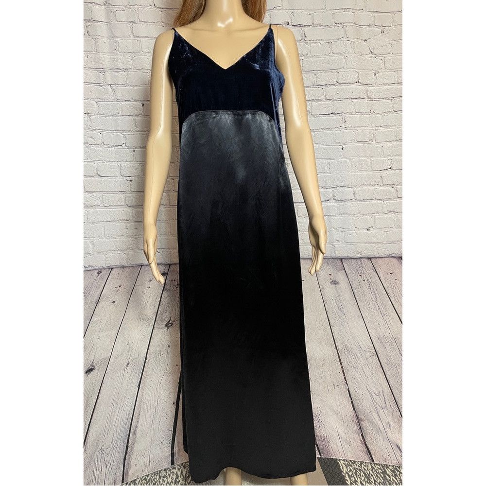 Maje New $480 Maje Ryck Midi Slip Cocktail Dress Velvet Satin Bl Size M / US 6-8 / IT 42-44 - 3 Thumbnail