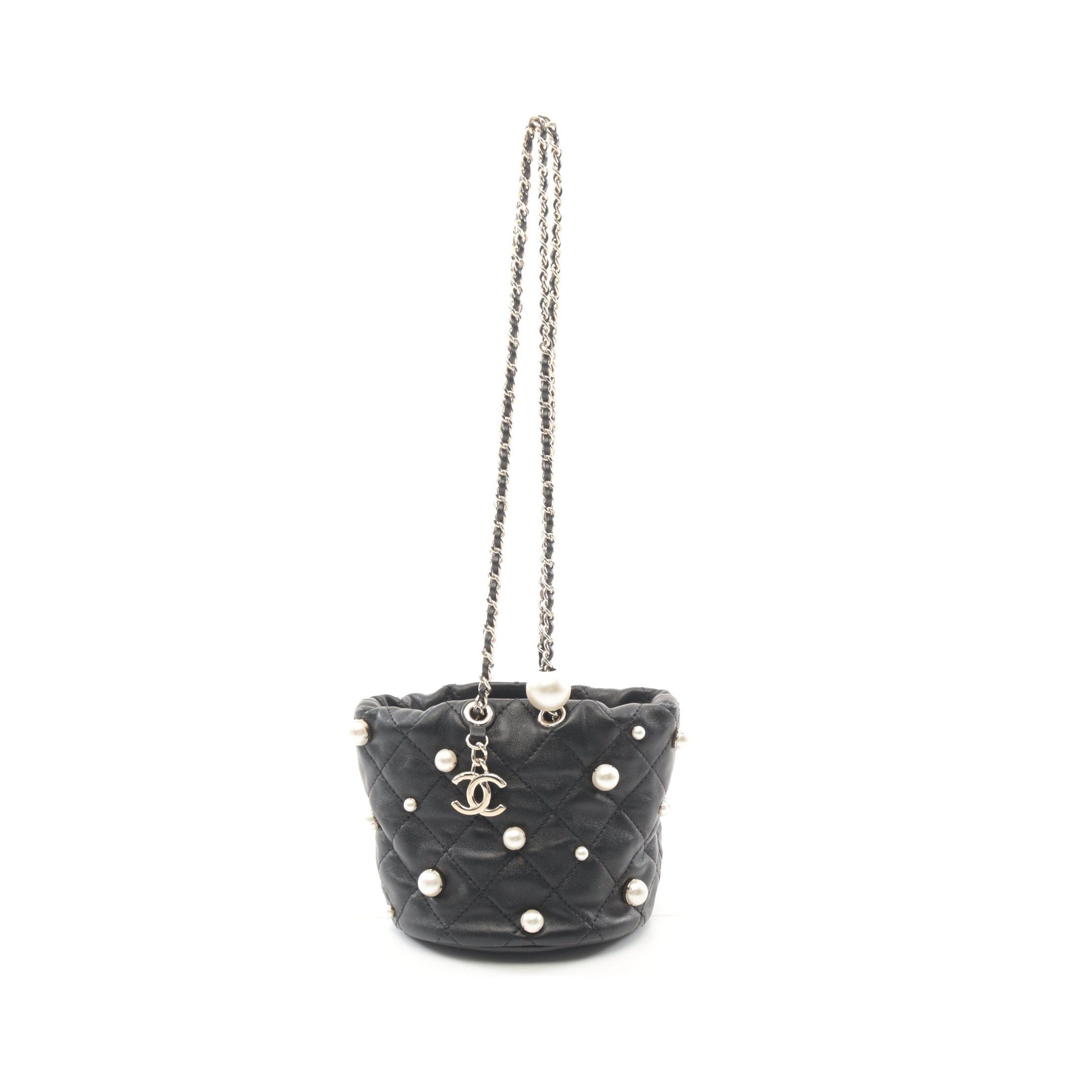 Chanel Chanel Coco Mark Chain Shoulder Bag Lambskin Fake Pearl Black Gold Hardware Purse Size ONE SIZE - 1 Thumbnail