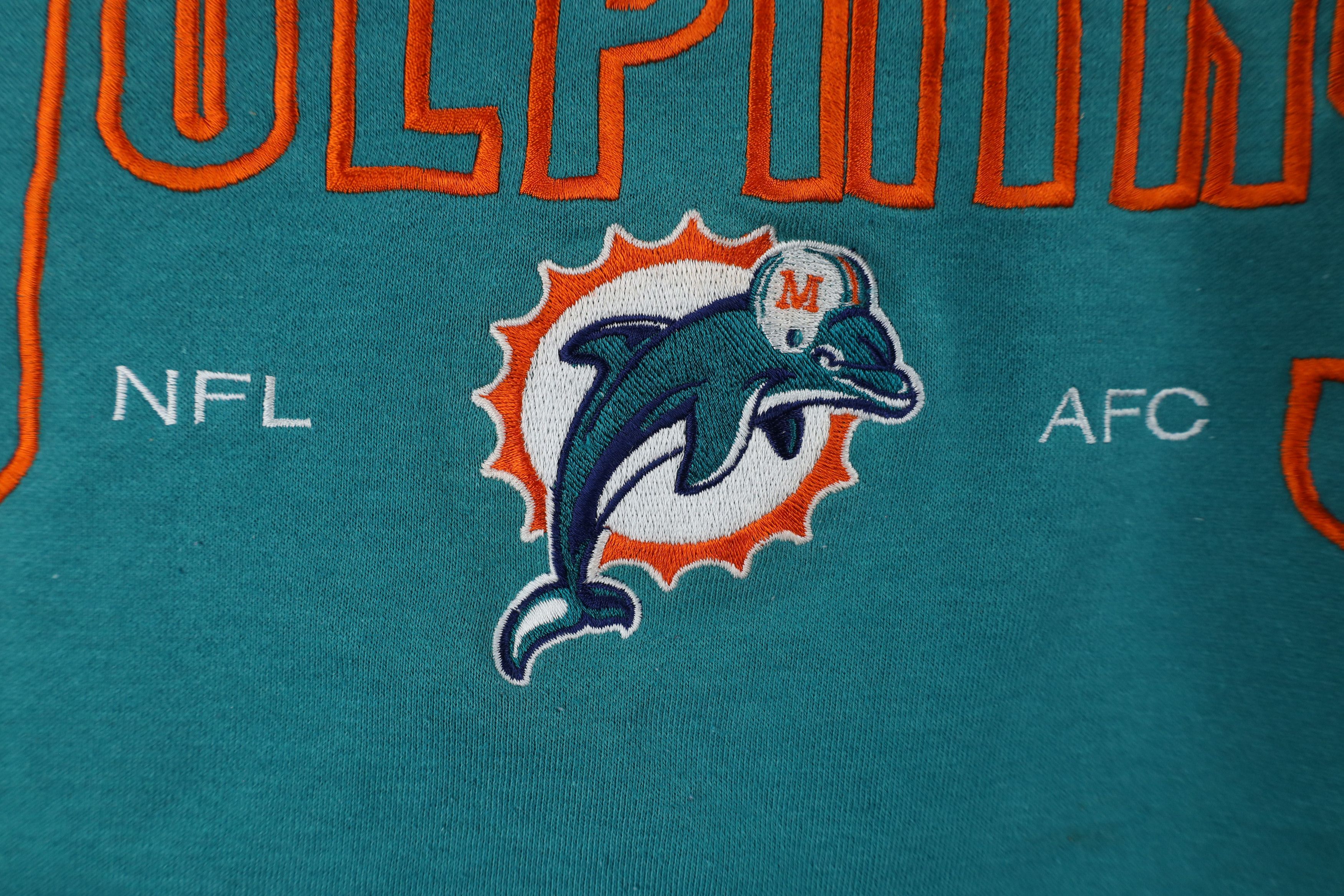 Vintage Vintage 90s Out Miami Dolphins Football Sweatshirt Teal Size US L / EU 52-54 / 3 - 6 Thumbnail