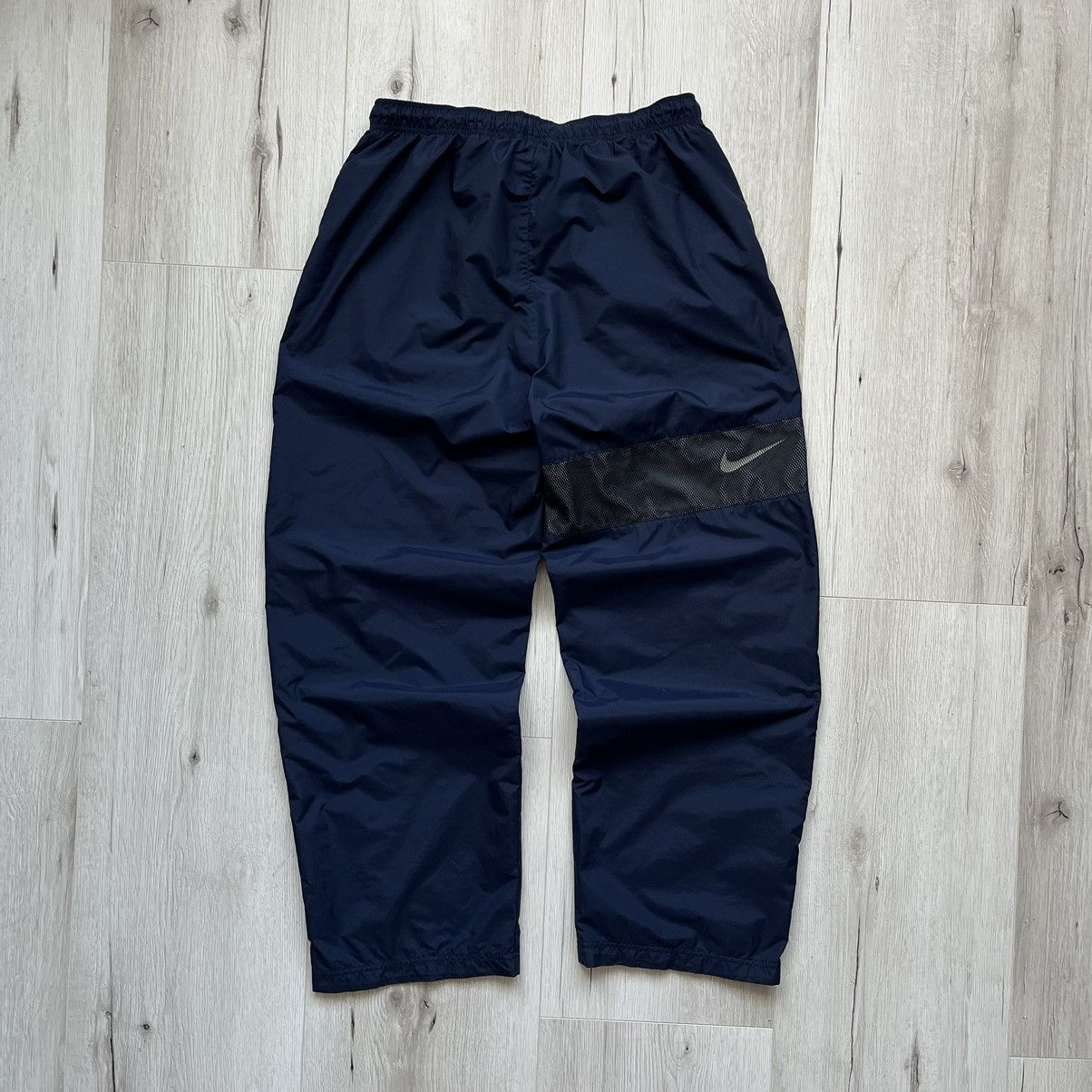 Nike × Vintage Nike Vintage 00s Wide Nylon Mesh Y2K Swoosh Track Pants Blue Size US 34 / EU 50 - 1 Thumbnail