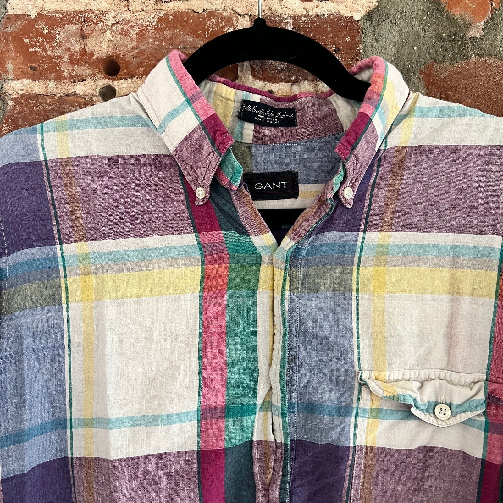 Gant VTG GANT Indian Madras Men's SS Shirt L 21x26 Size US L / EU 52-54 / 3 - 1 Thumbnail
