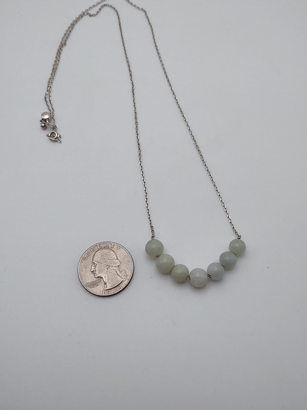 The Unbranded Brand 925 Sterling Green Jade Bead Necklace 23in Size ONE SIZE - 4 Thumbnail