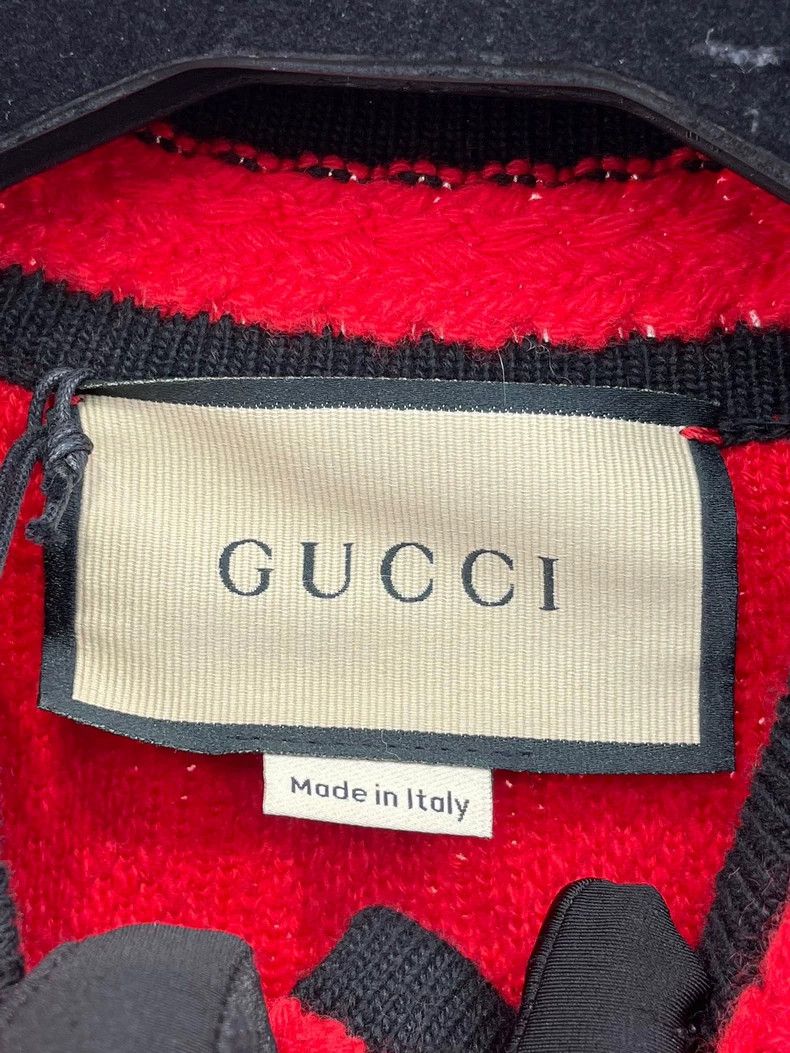 Gucci Gucci Red and black-rimm knitted wool cardigan sweater 2501 Size US XS / EU 42 / 0 - 6 Thumbnail