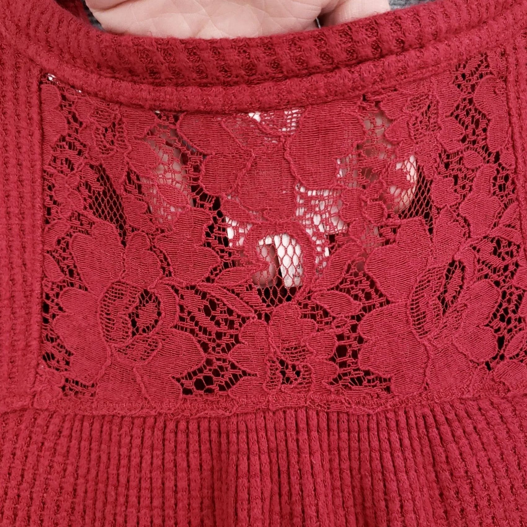 Vintage Knox Rose Shirt Womens XS Button-Up Long Sleeve Waffle Knit Red Floral Pattern Size S / US 4 / IT 40 - 6 Thumbnail