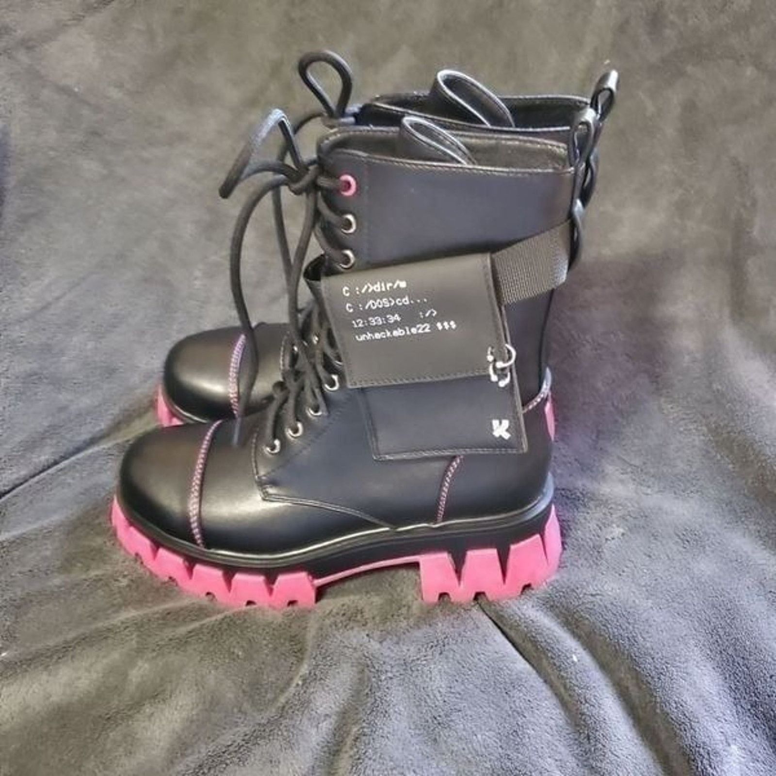 Other Koi Footwear Goth Emo Rave Black Purple Combat Boots Size 7 Size US 7 / IT 37 - 3 Thumbnail
