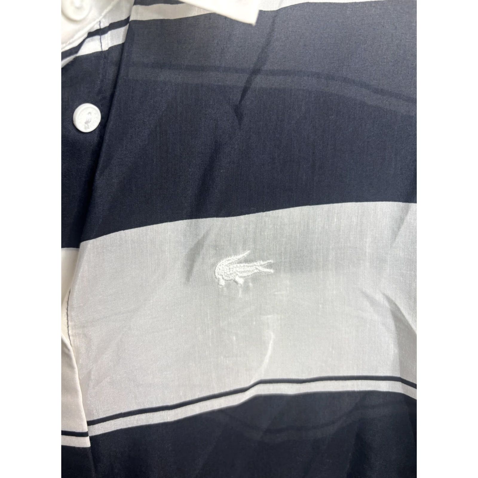 Lacoste Lacoste Shirt Mens Large Black White Striped Silk Blend Button Down CF1961 Size US XL / EU 56 / 4 - 4 Thumbnail