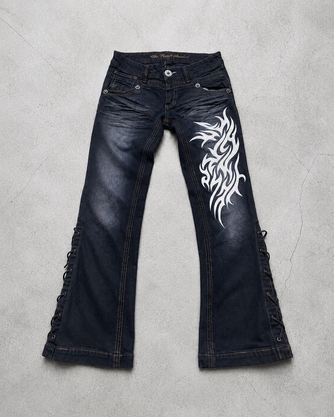 Le Grande Bleu (L.G.B.) TVS phyton leather lace up flare jeans Size US 27 - 1 Thumbnail