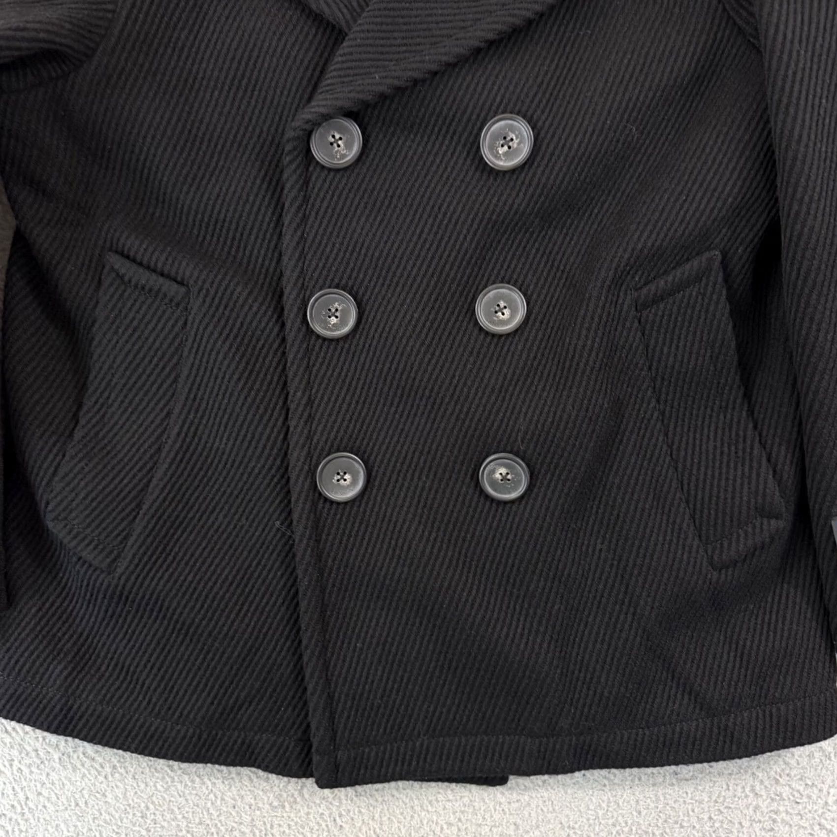 Lanvin VINTAGE Lanvin Signal Patch Jumbo Pea Coat Mens 54 Black Wool Snap NWT Signature Paris Lanvin Patch Logo Size US L / EU 52-54 / 3 - 2 Thumbnail
