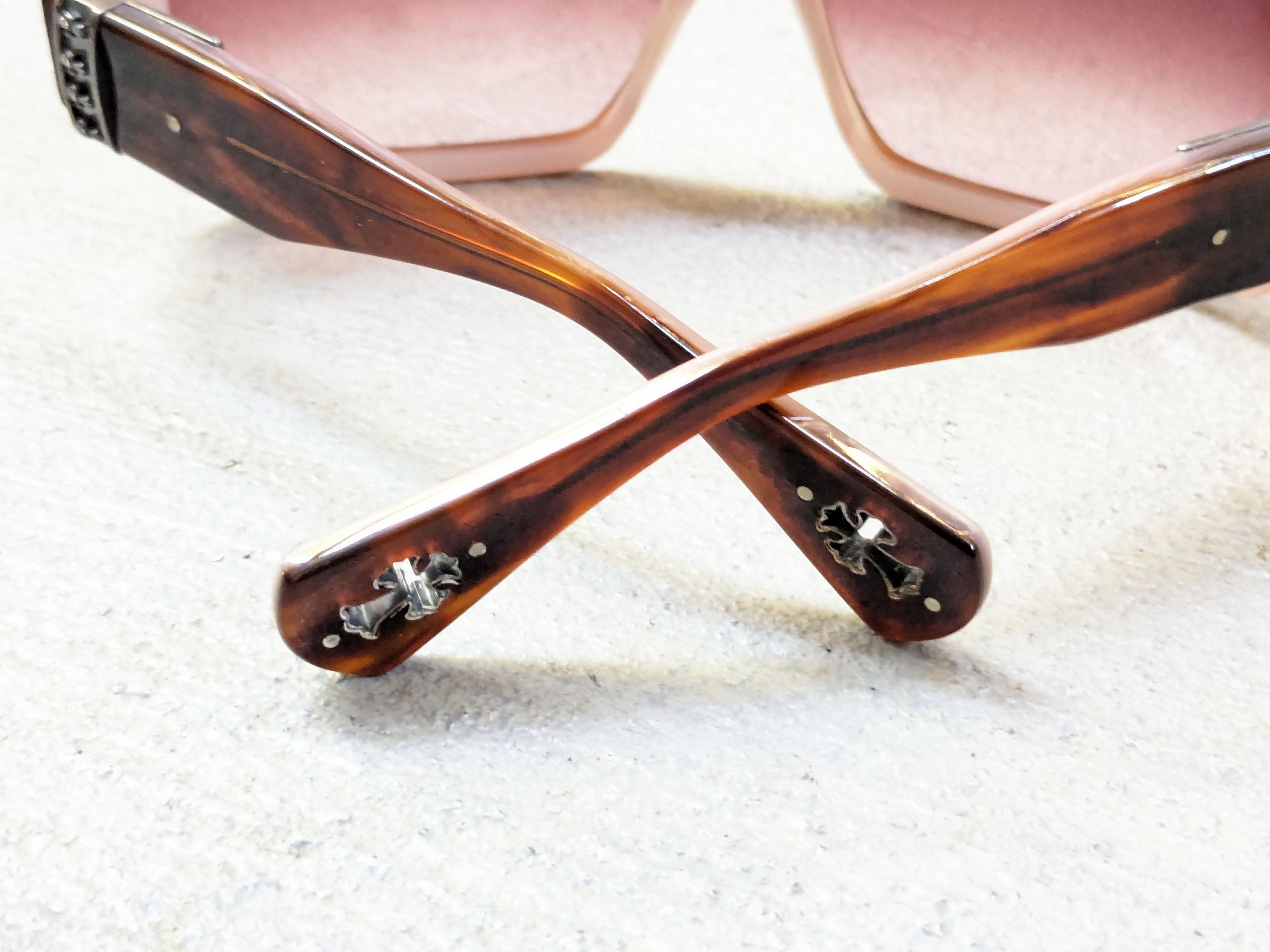 Chrome Hearts Chrome Hearts Sunglasses Cream Brown Pink Cross Sterling Size ONE SIZE - 17 Thumbnail