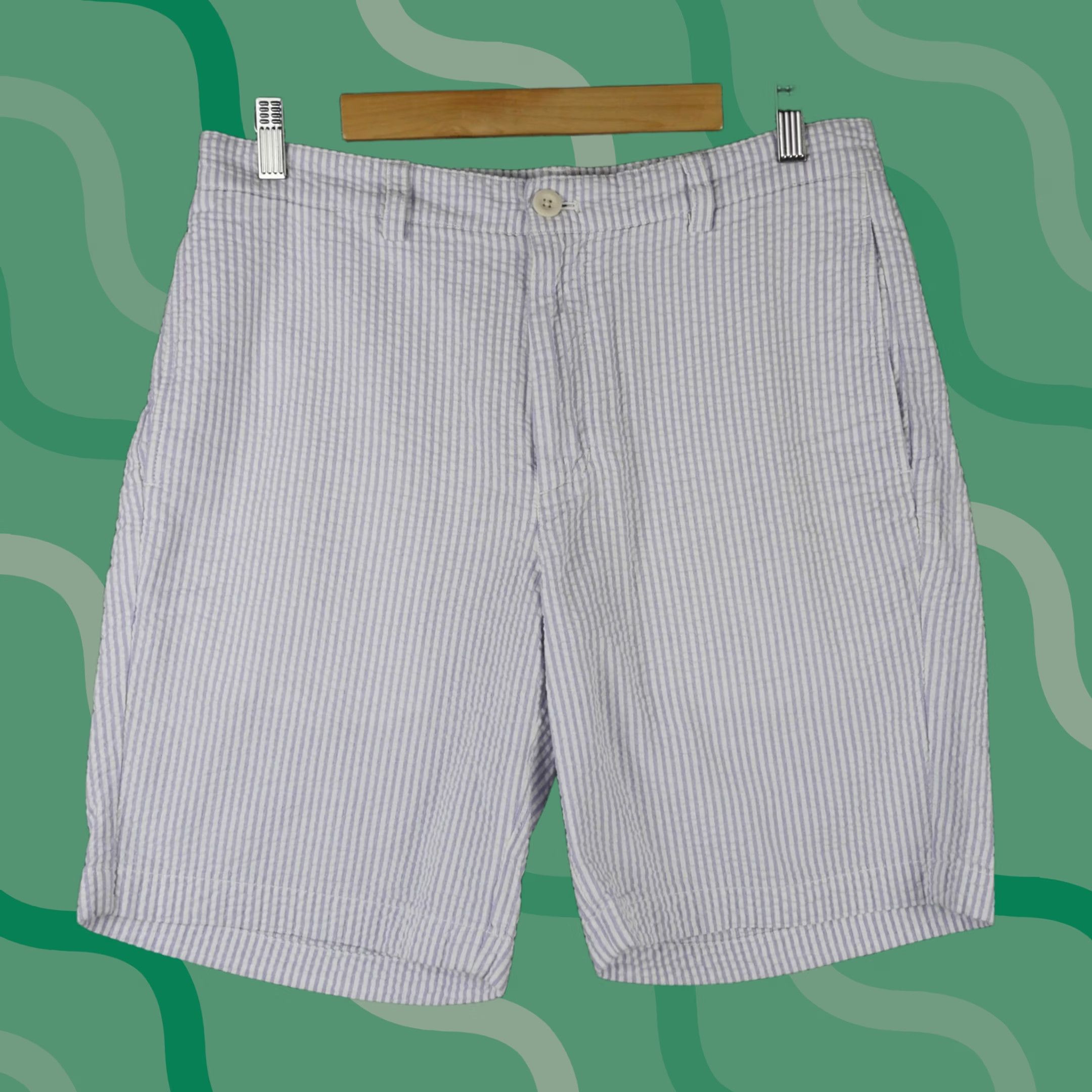 Vineyard Vines Vineyard Vines Shorts Mens 32 Purple Seersucker Stripe Club Short Chino Casual Size US 32 / EU 48 - 1 Thumbnail