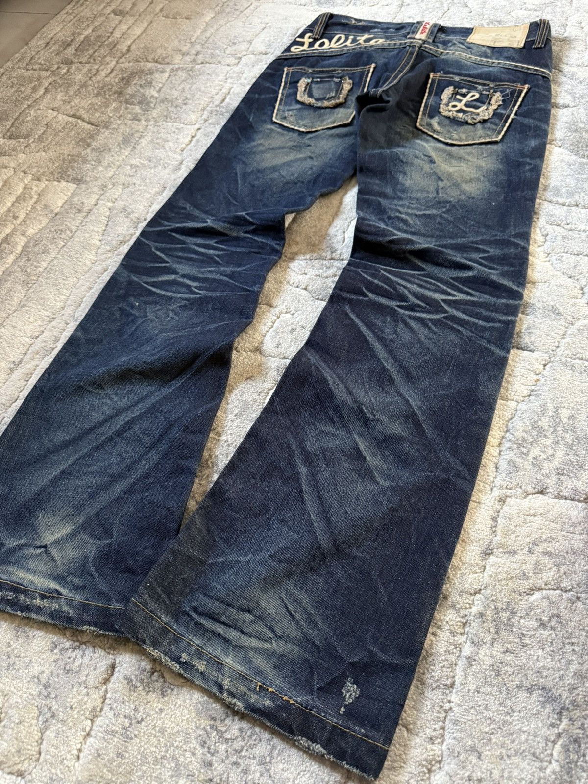If Six Was Nine Lolita Concert Club Shadow Mud Wash Studded Flared Jeans Size US 30 / EU 46 - 25 Thumbnail