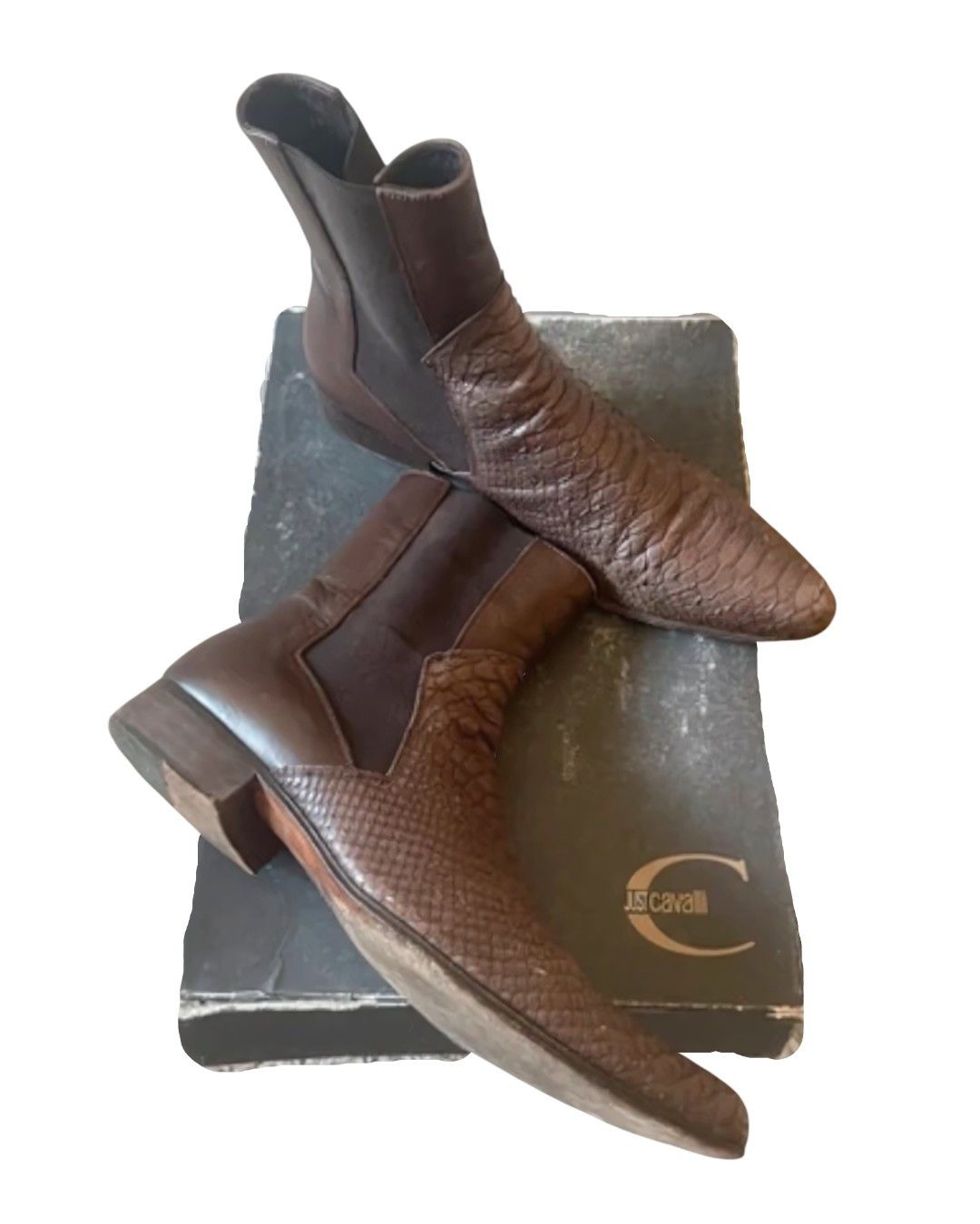 Roberto Cavalli JUST CAVALLI PYTHON FRONT LEATHER COWBOY ANKLE BOOTS Size US 6.5 / EU 39-40 - 3 Thumbnail