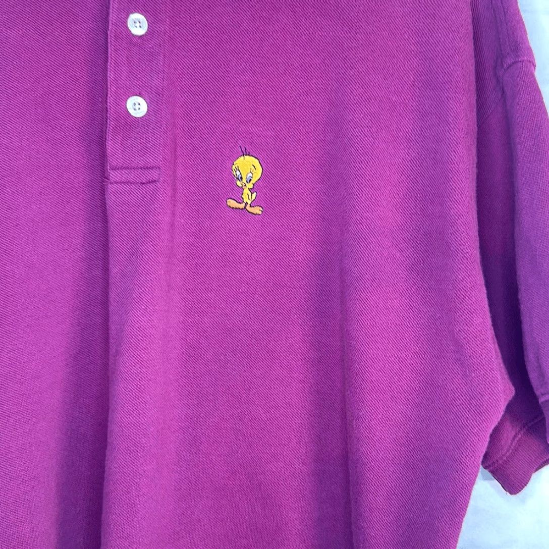 Vintage VINTAGE Tweety Warner Bros Burgundy Polo Shirt L Men Red 1998 Short Sleeve Size US L / EU 52-54 / 3 - 2 Thumbnail
