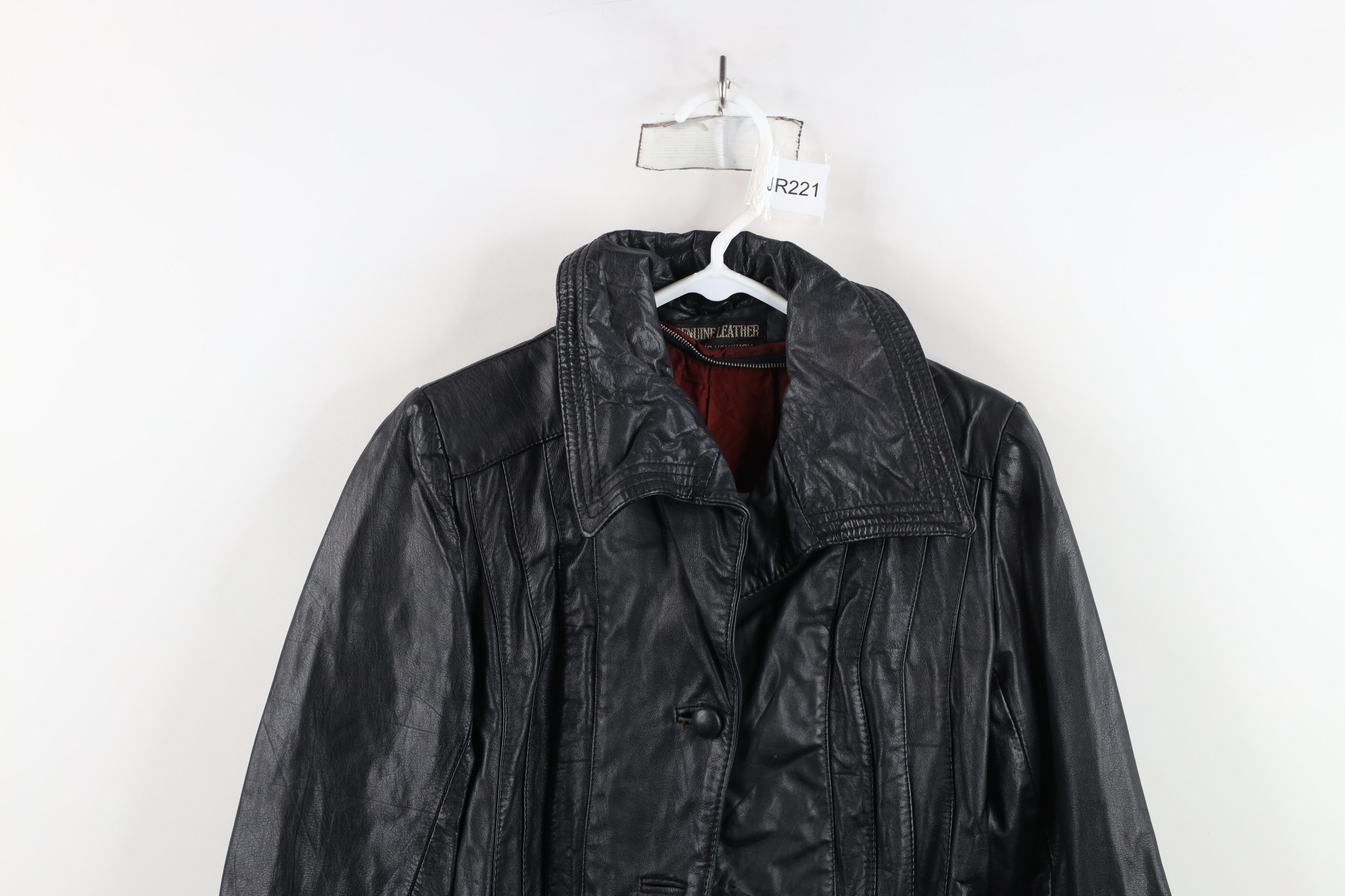 Vintage Vintage 70s Streetwear Button Collared Leather Jacket Black Size L / US 10 / IT 46 - 2 Thumbnail