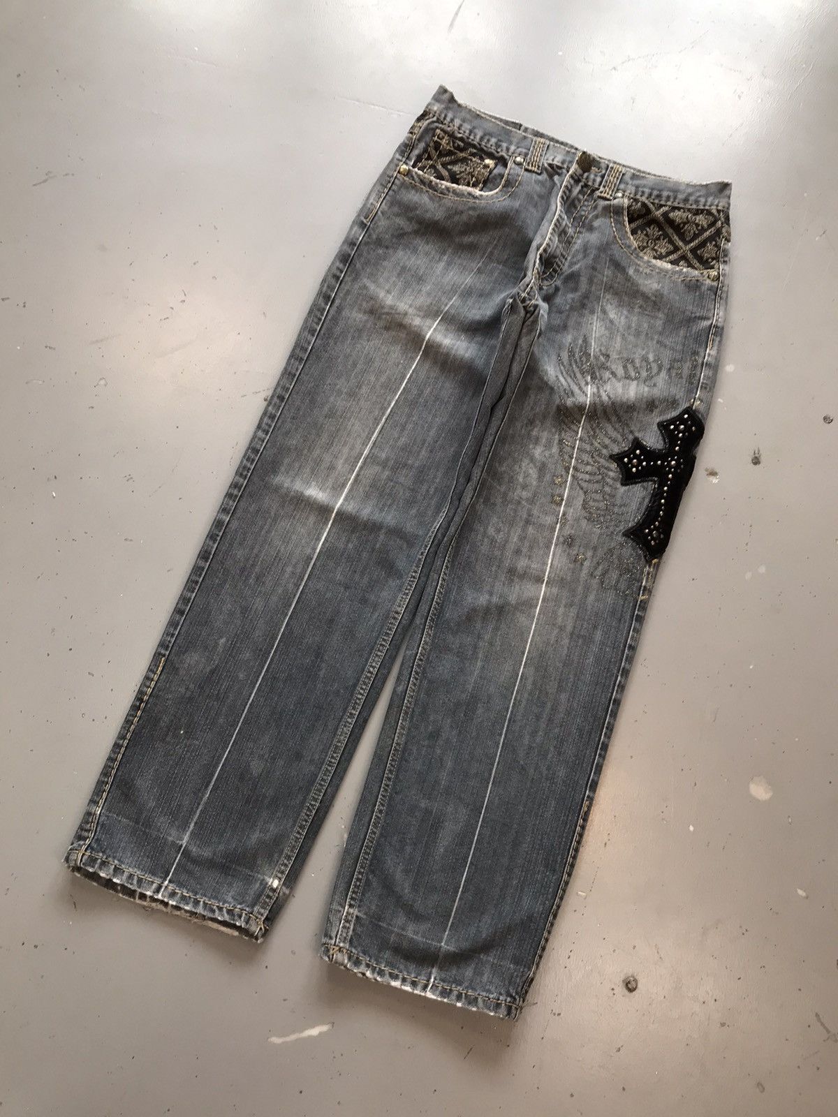 Vintage Vintage royal army crazy cross studd embroidered denim Size US 32 / EU 48 - 3 Thumbnail