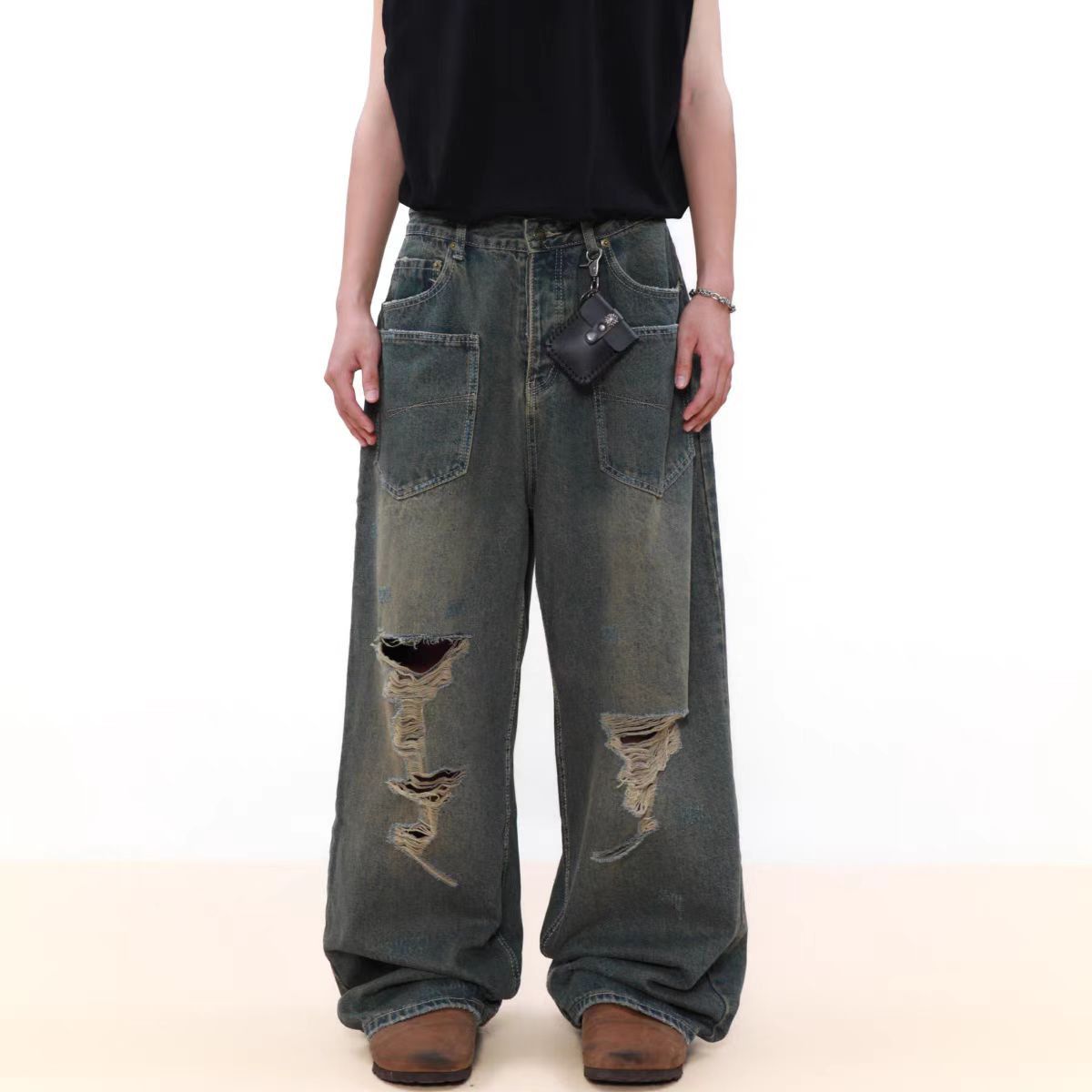 Japanese Brand × Jean High Street Ripped Straight Loose Vintage Jeans Size US 30 / EU 46 - 4 Thumbnail