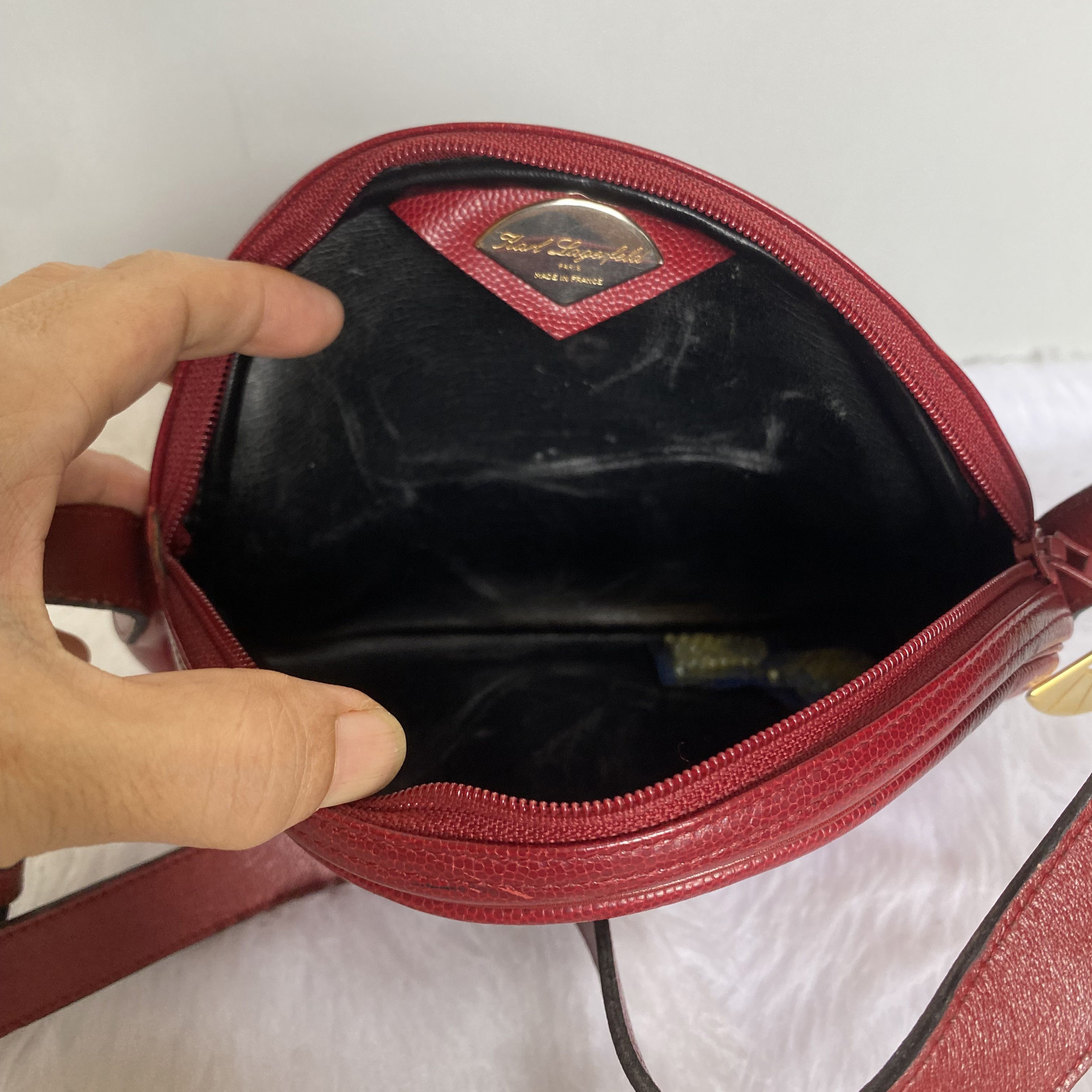 Karl Lagerfeld × Vintage KARL LAGERFELD Vintage Red Leather Shoulder Bag Size ONE SIZE - 12 Thumbnail